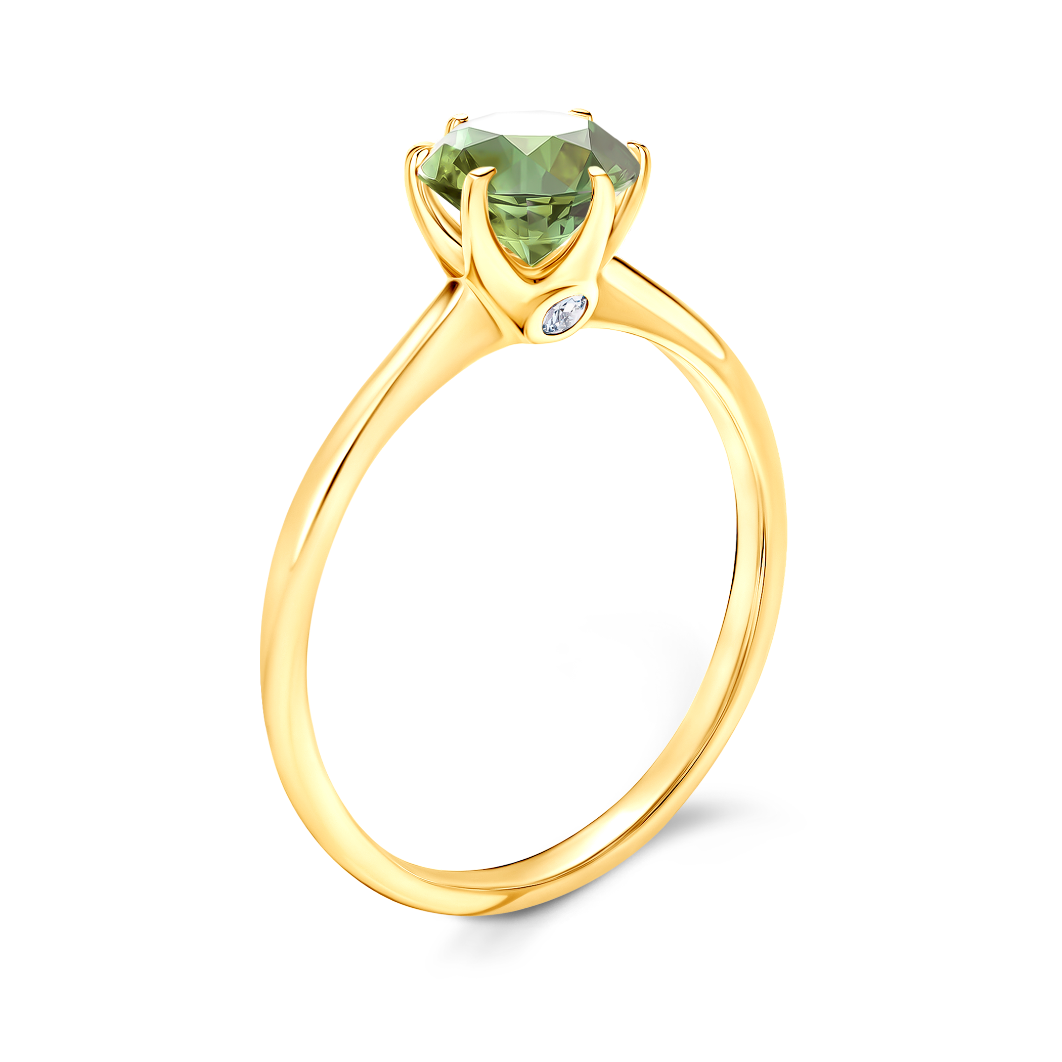 Pierścionek zaręczynowy The Journey: złoty, zielony szafir