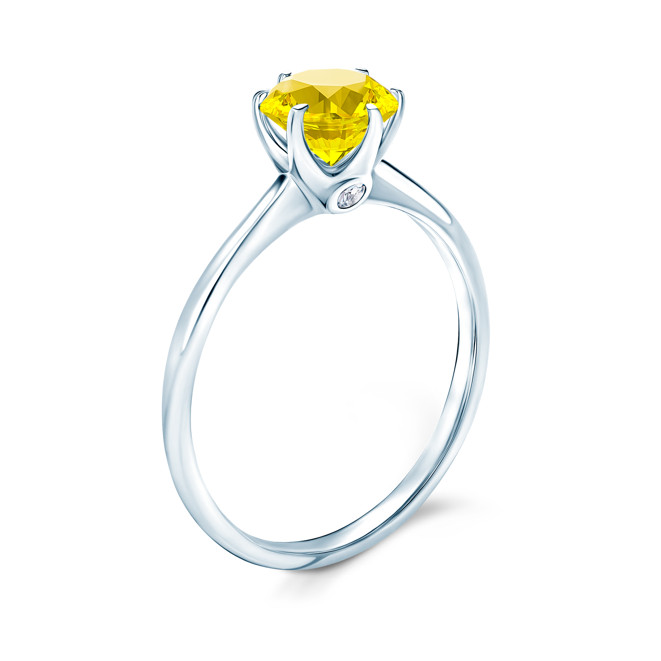 Pierścionek zaręczynowy The Journey: białe złoto, żółty szafir