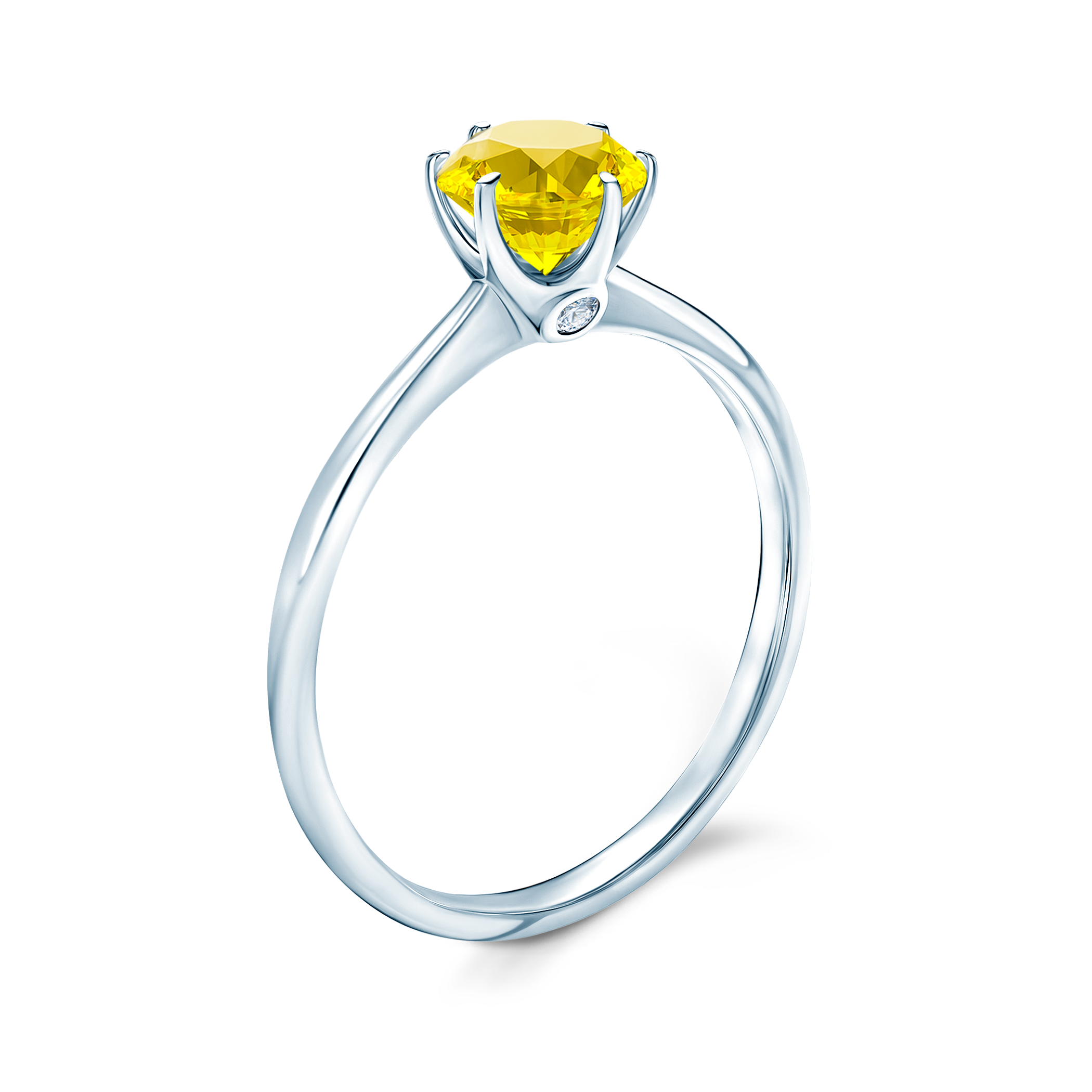Verlobungsring The Journey: Weißgold, Gelber Saphir