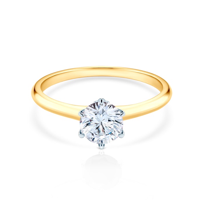The Journey Collection | Solitaire Engagement Ring: two colour gold, white sapphire