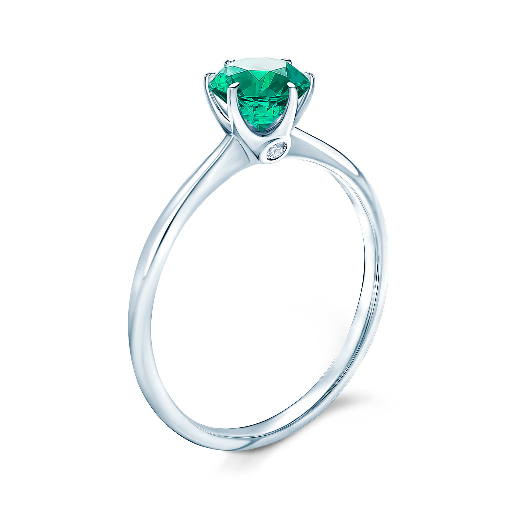 Verlobungsring The Journey: Weißgold, Smaragd