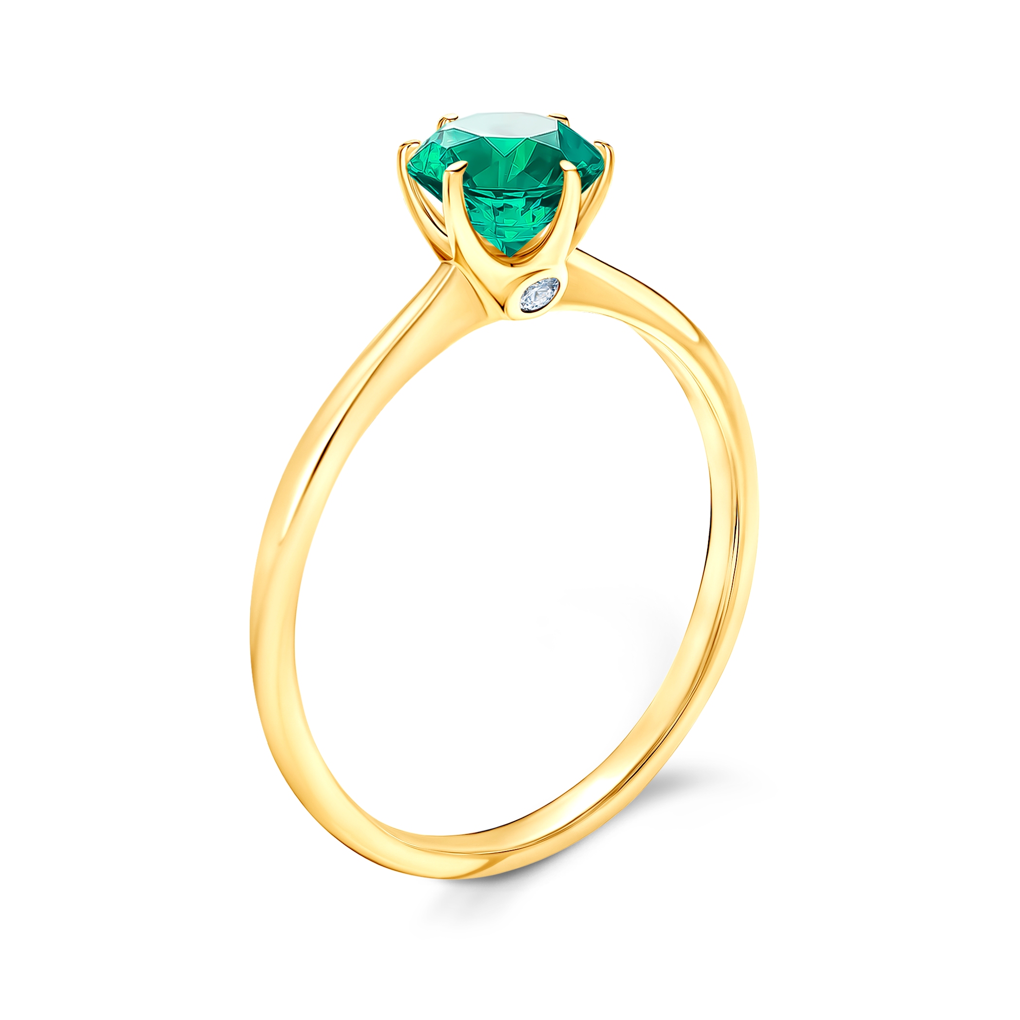 Pierścionek zaręczynowy The Journey: złoty, szmaragd