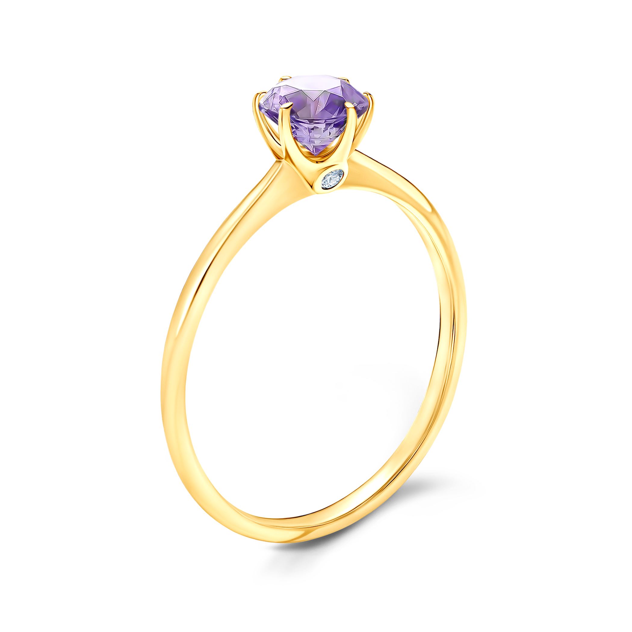 Pierścionek zaręczynowy The Journey: złoty, fioletowy szafir - 4
