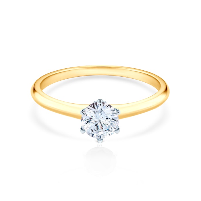The Journey Collection | Solitaire Engagement Ring: two colour gold, white sapphire