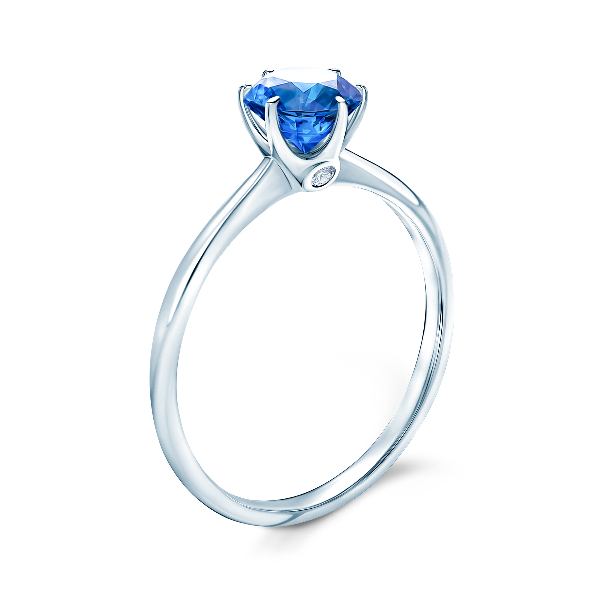 Verlobungsring The Journey: Weißgold, Blau Saphir