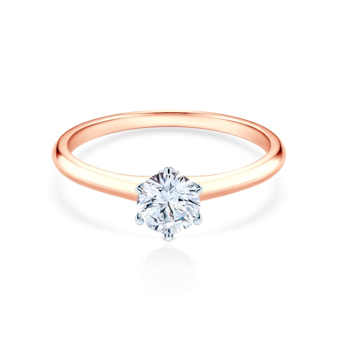 The Journey Collection | Solitaire Engagement Ring: two colour gold, white sapphire