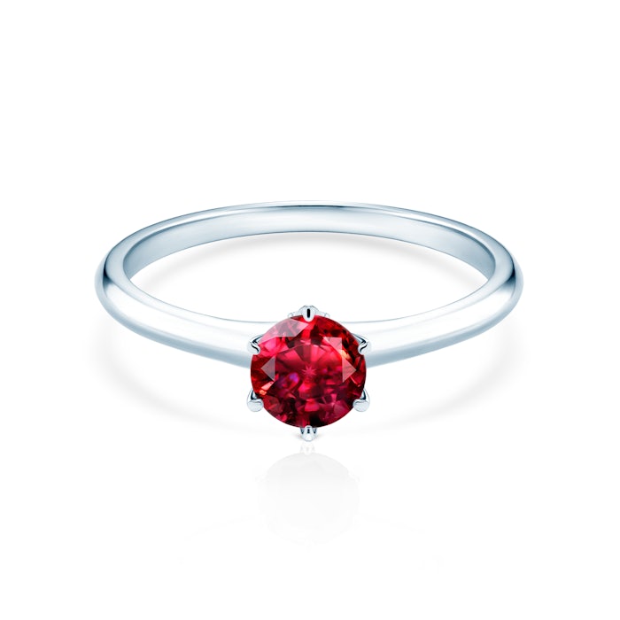 Zásnubný prsteň The Journey: biele zlato, rubín