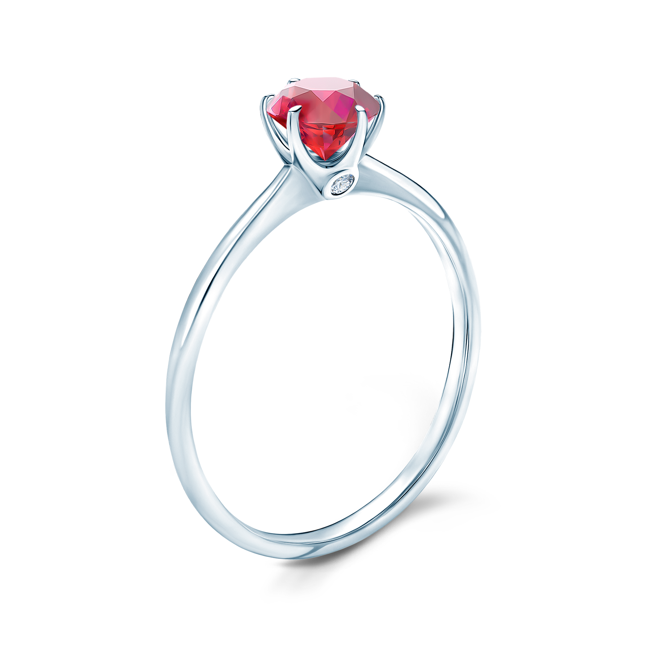 Pierścionek zaręczynowy The Journey: białe złoto, rubin