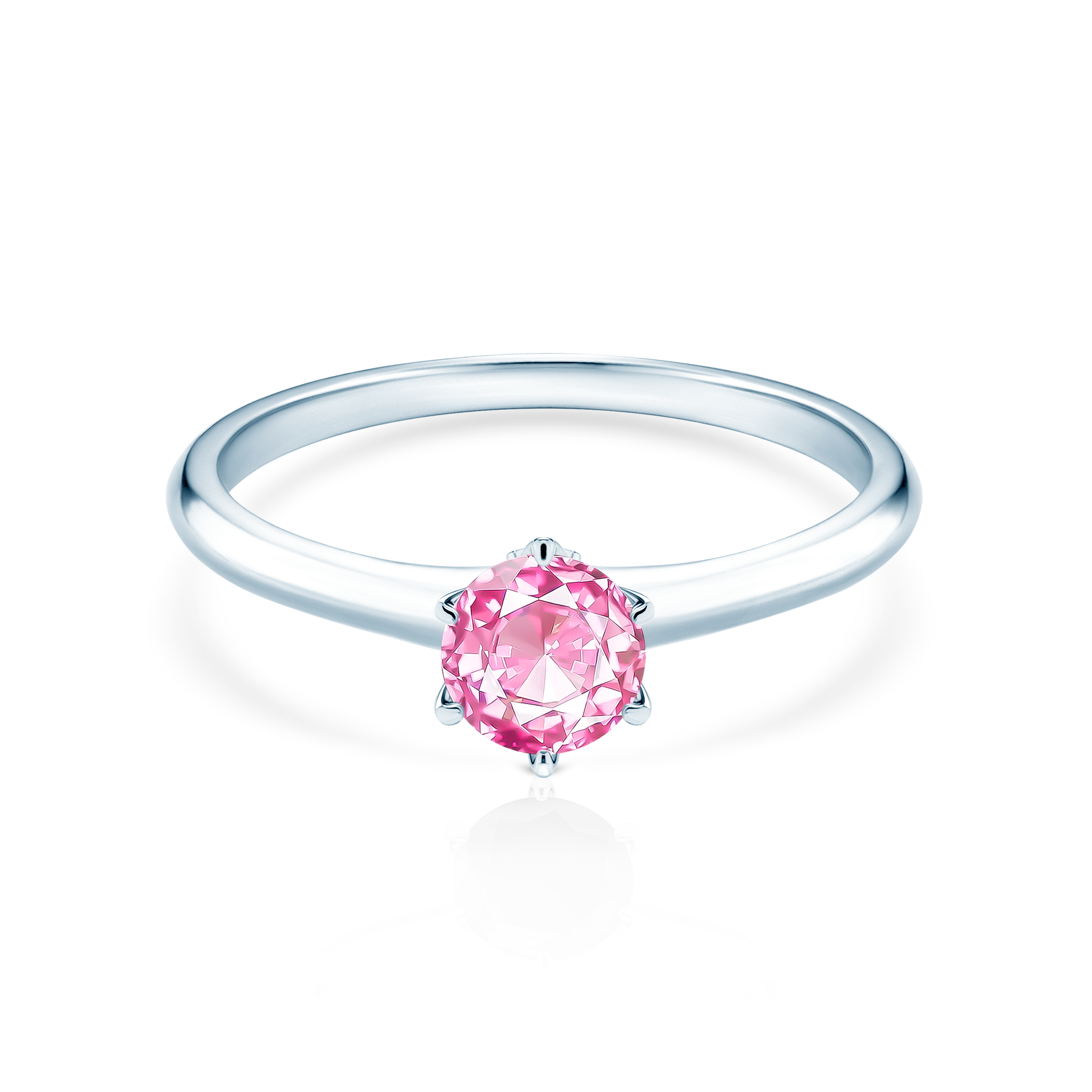 Pierścionek zaręczynowy The Journey: białe złoto, różowy szafir
