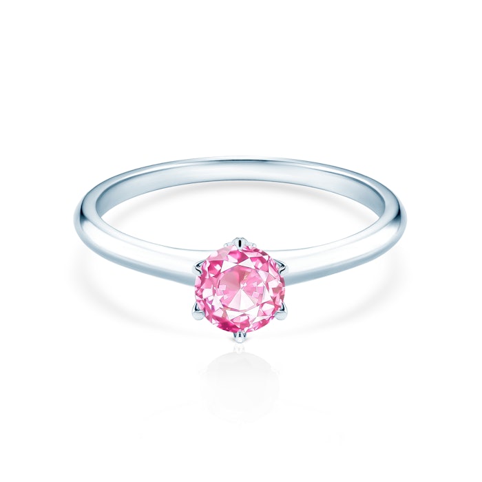 The Journey Collection | Solitaire Engagement Ring: white gold, rose sapphire