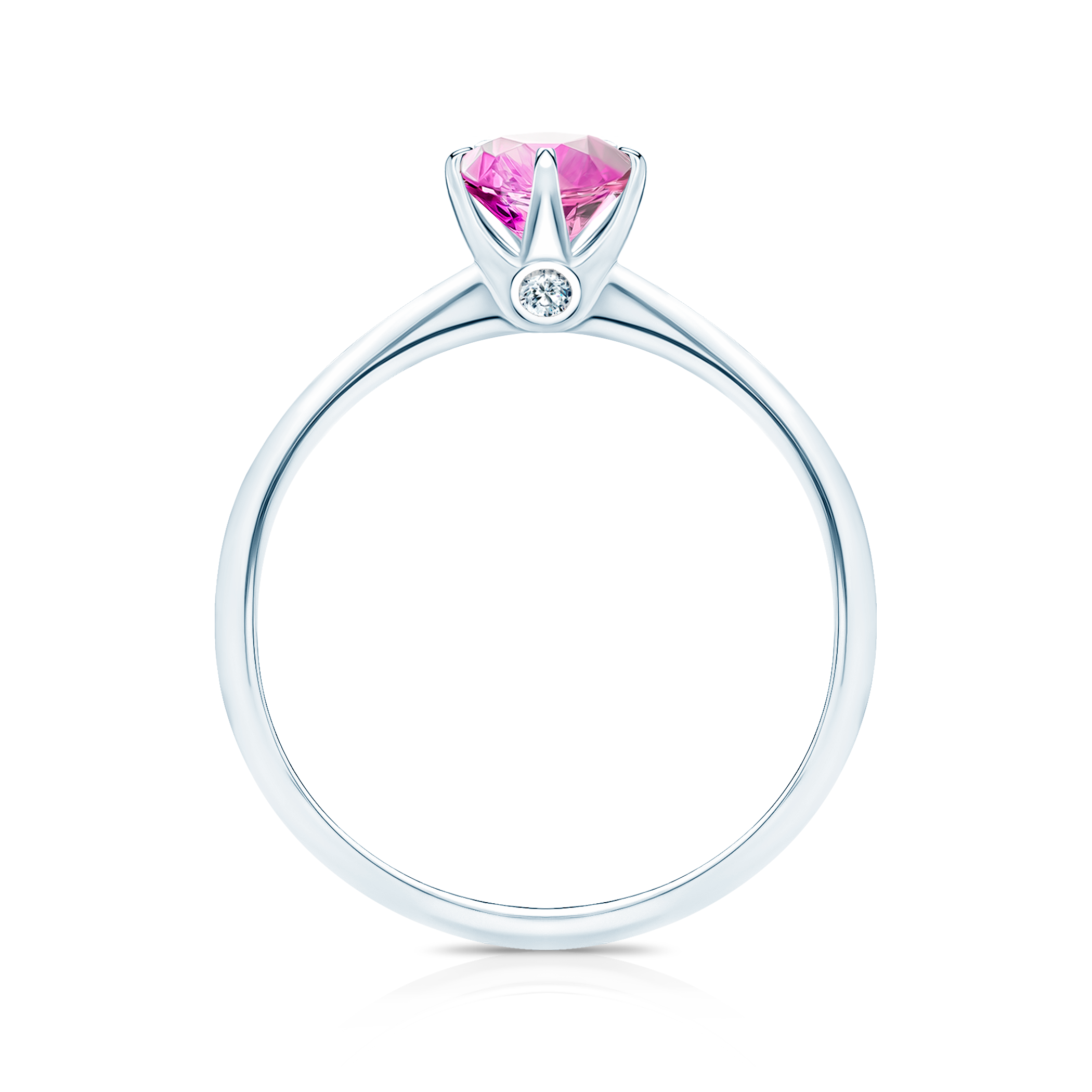 Pierścionek zaręczynowy The Journey: białe złoto, różowy szafir