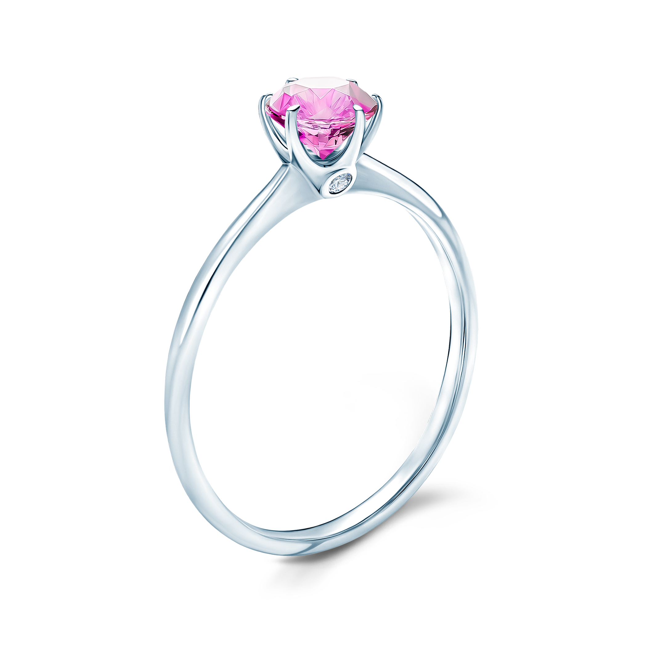 Pierścionek zaręczynowy The Journey: białe złoto, różowy szafir