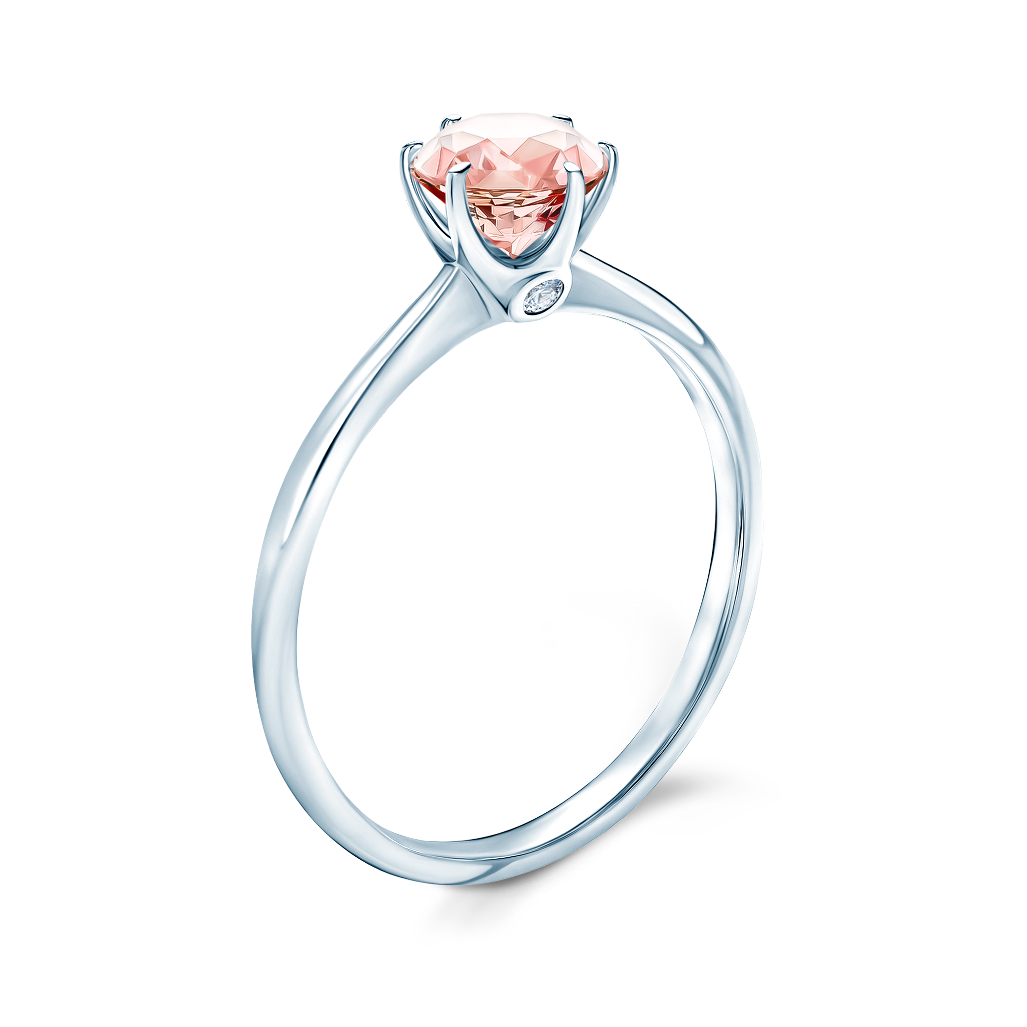 Pierścionek zaręczynowy The Journey: białe złoto, morganit - 4