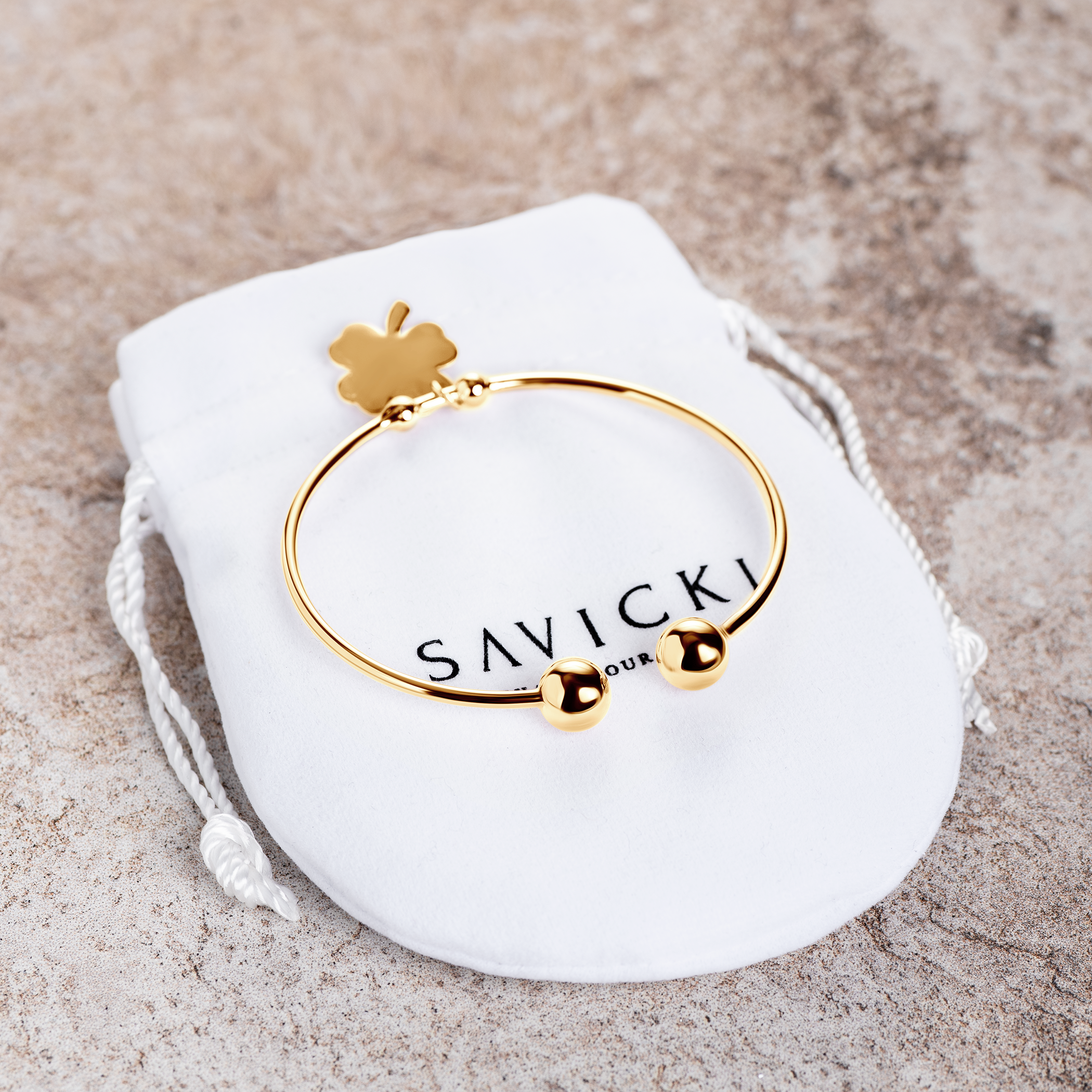 Armband Kleeblatt  Savicki: Silber Vergoldet - 4