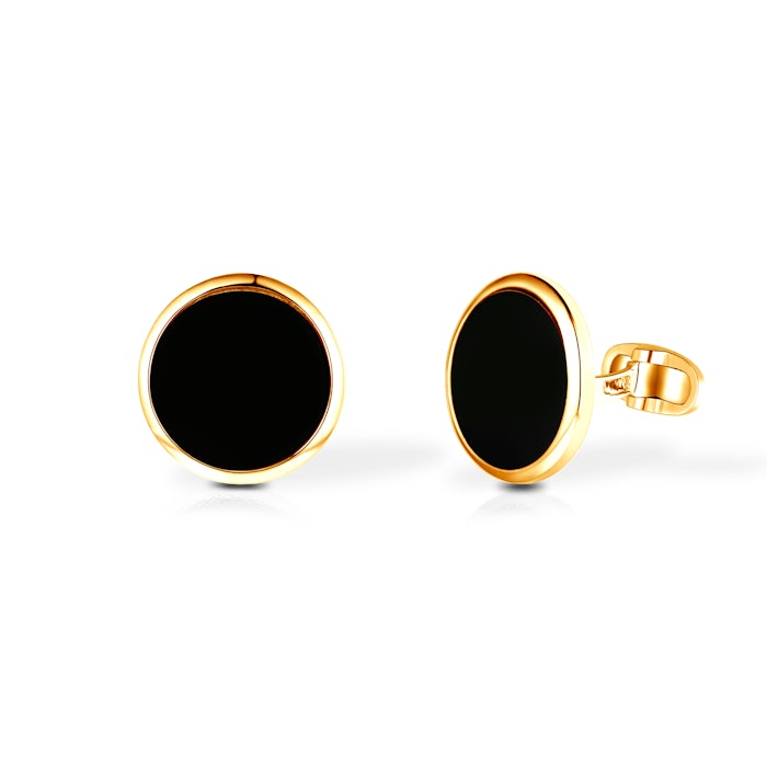 SAVICKI cufflinks: gold-plated silver, black agate