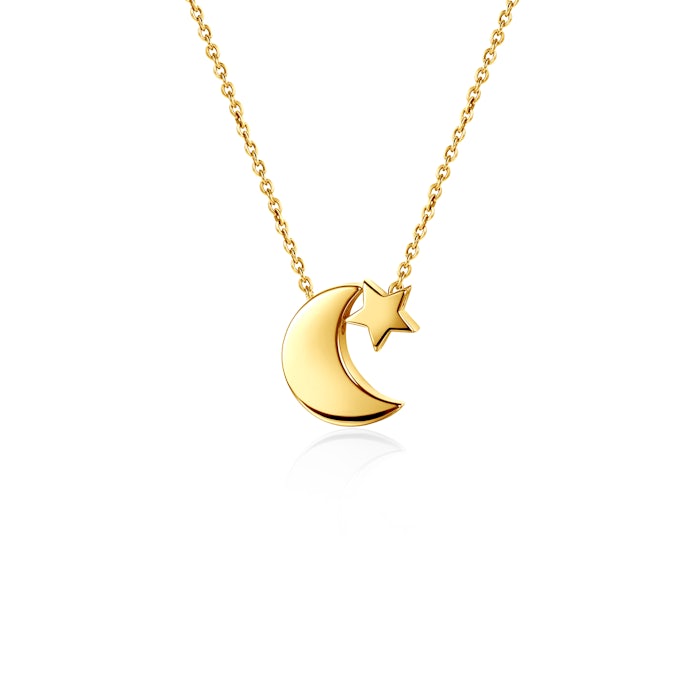 Naszyjnik celebrytka księżyc i gwiazda Savicki: srebrny pozłacany