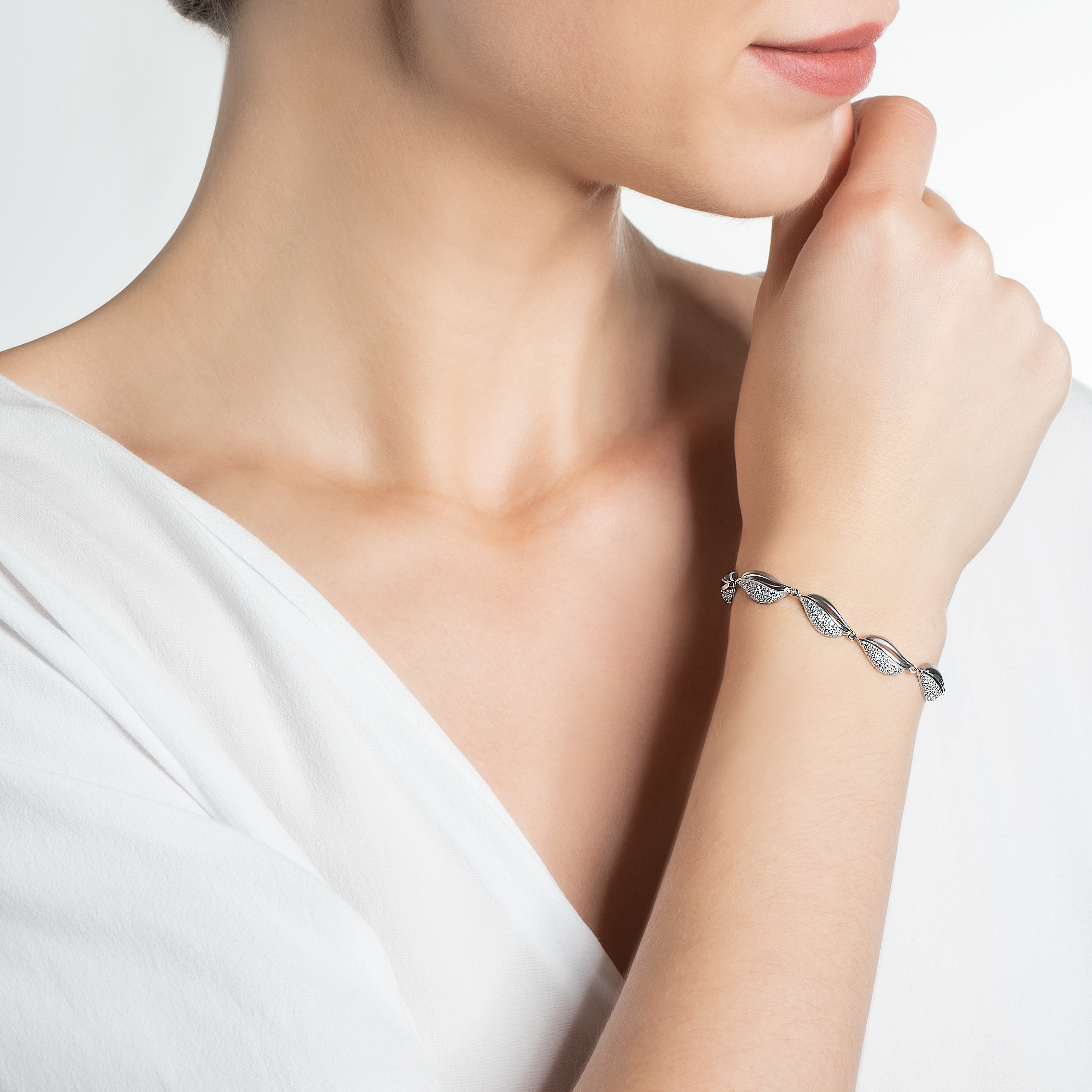 Bransoletka muszelki Savicki: srebrna, cyrkonie - 5