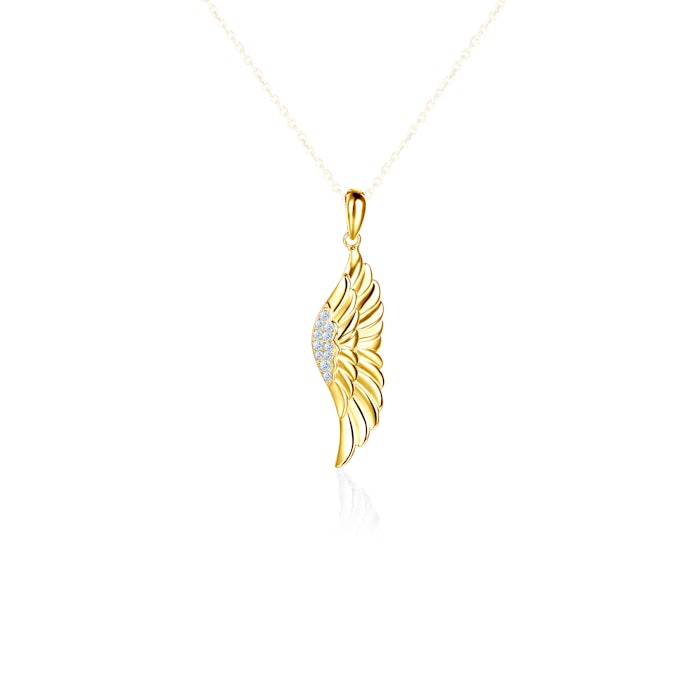 SAVICKI wing pendant: gold-plated silver, cubic zirconia