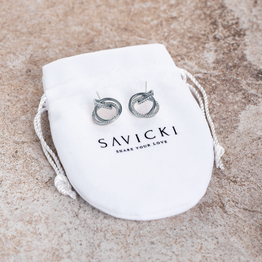 Kolczyki koła Savicki: srebrne, cyrkonie - 4