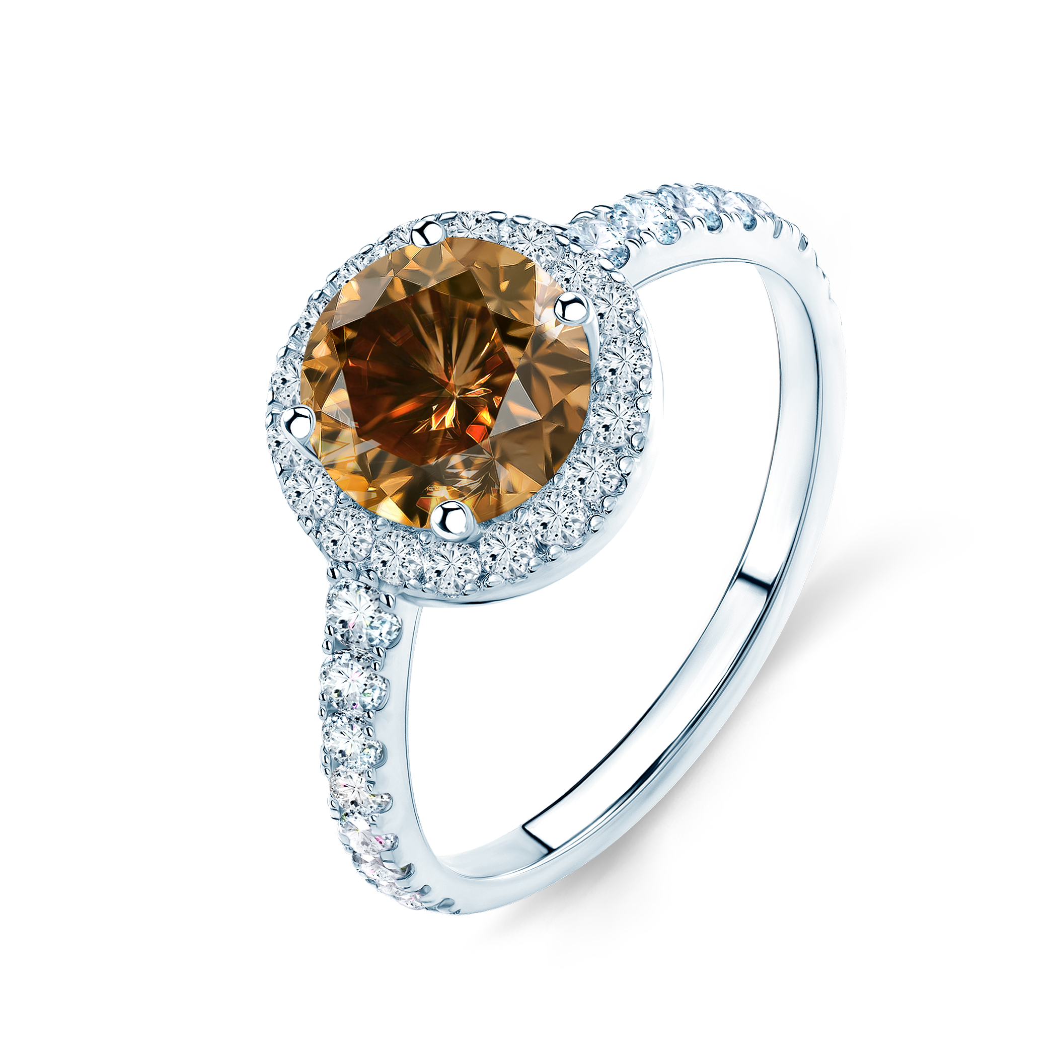 Pierścionek zaręczynowy This is Love: białe złoto, brązowy diament - 4