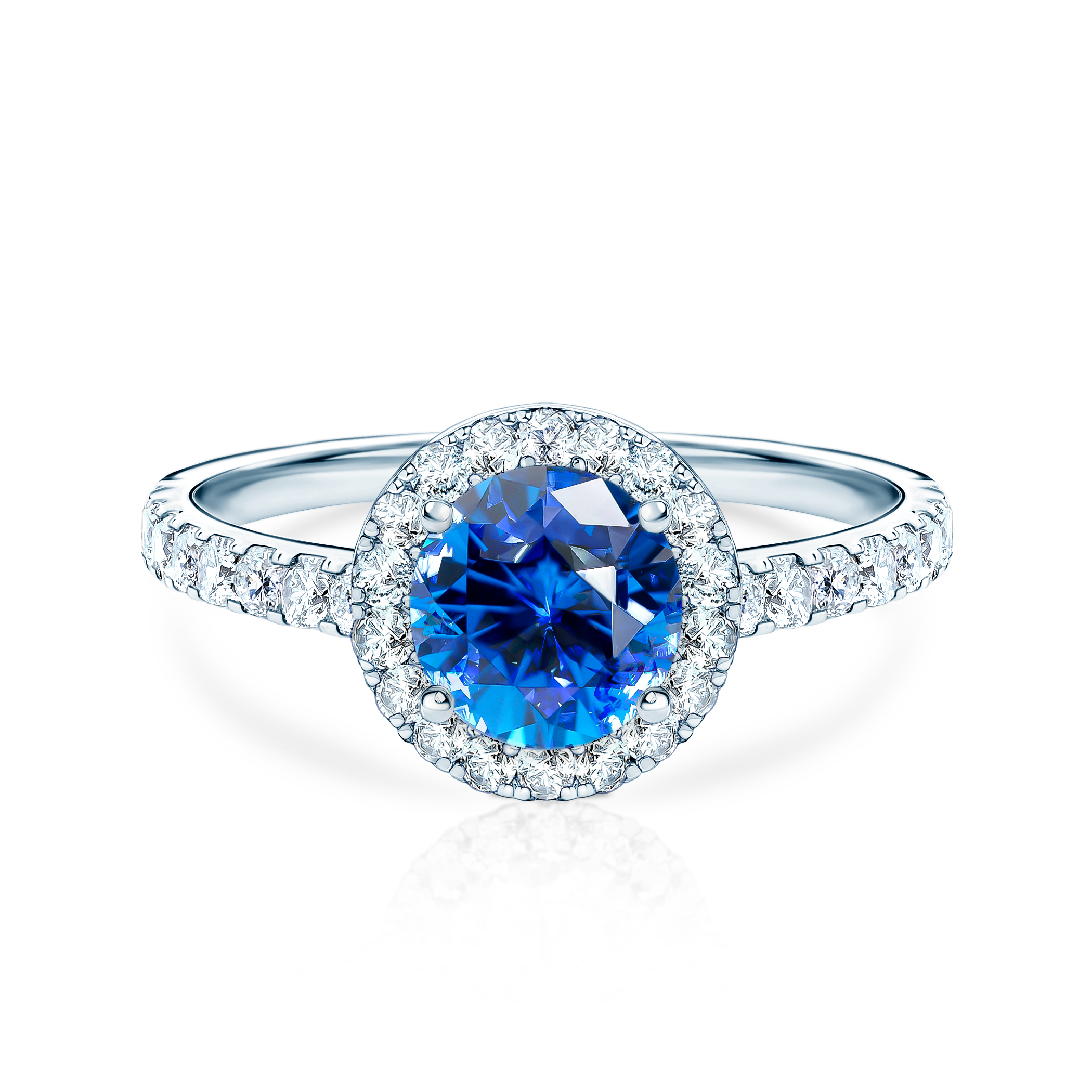 Pierścionek zaręczynowy This is Love: białe złoto, niebieski szafir