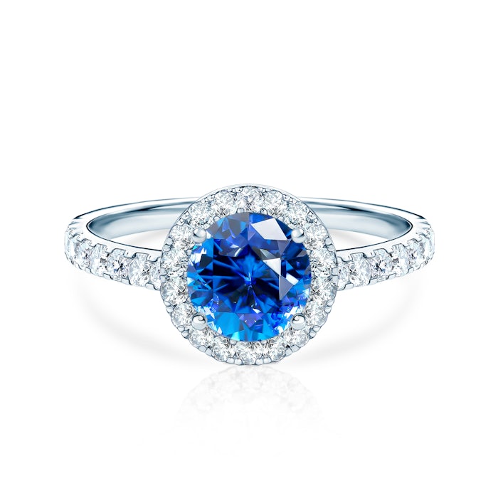 Pierścionek zaręczynowy This is Love: białe złoto, niebieski szafir