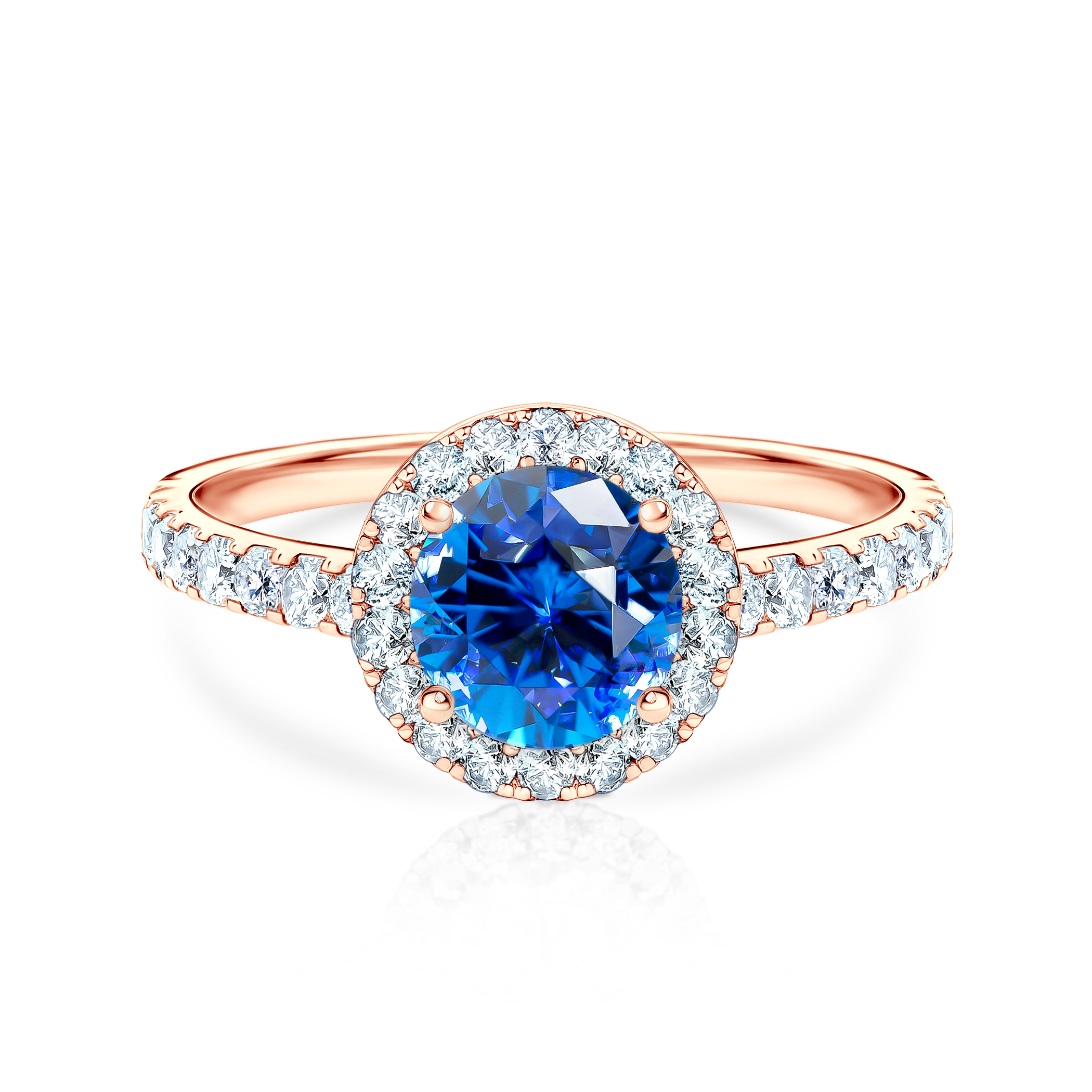 Pierścionek zaręczynowy This is Love: różowe złoto, niebieski szafir