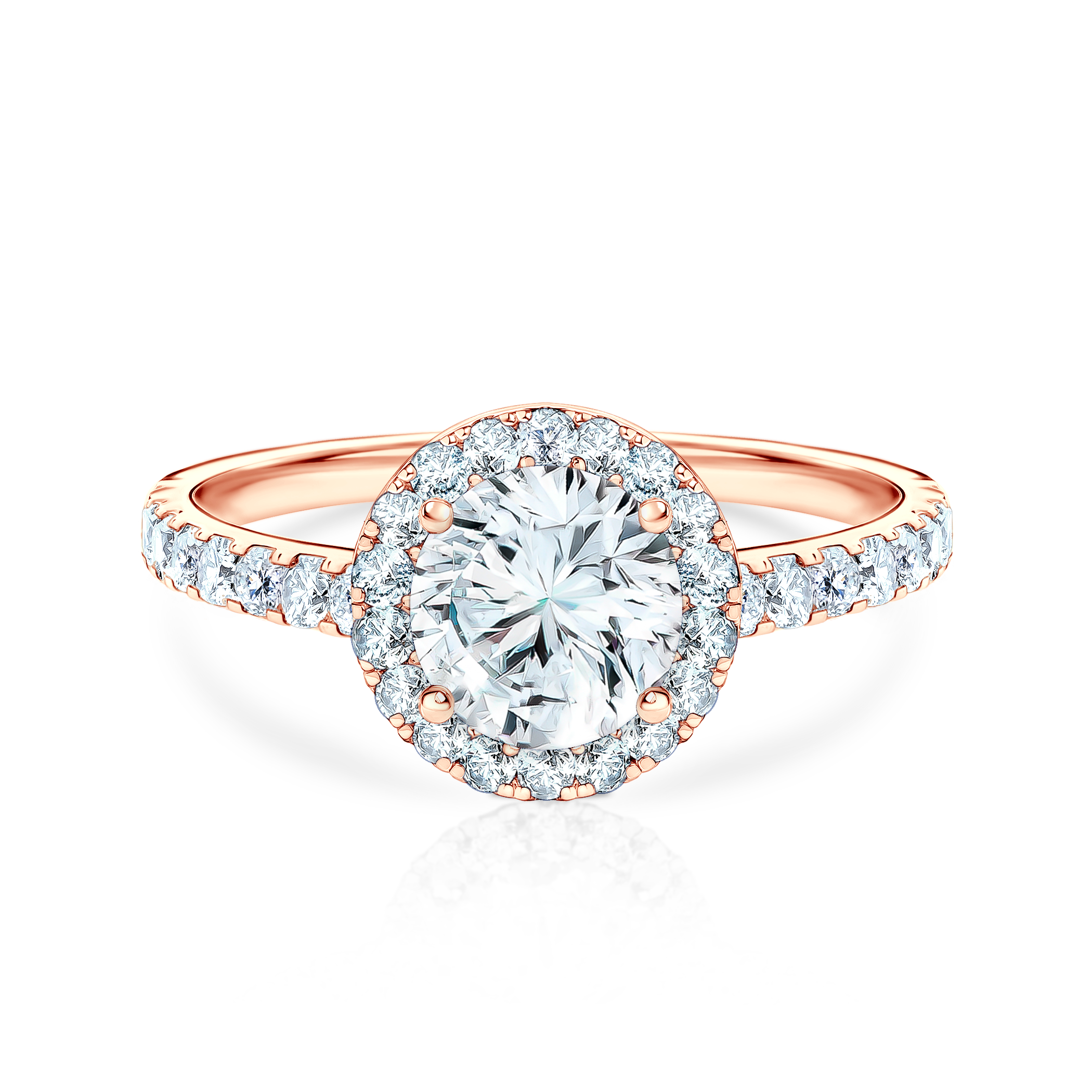 Pierścionek zaręczynowy This is Love: różowe złoto, biały szafir