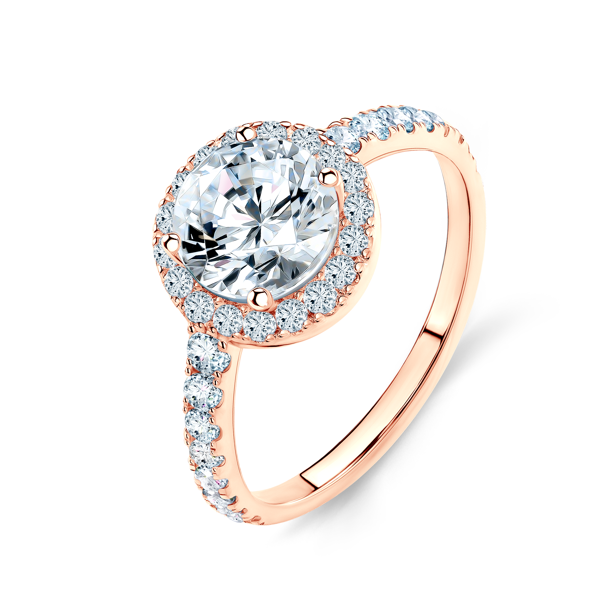 Pierścionek zaręczynowy This is Love: różowe złoto, biały szafir - 4