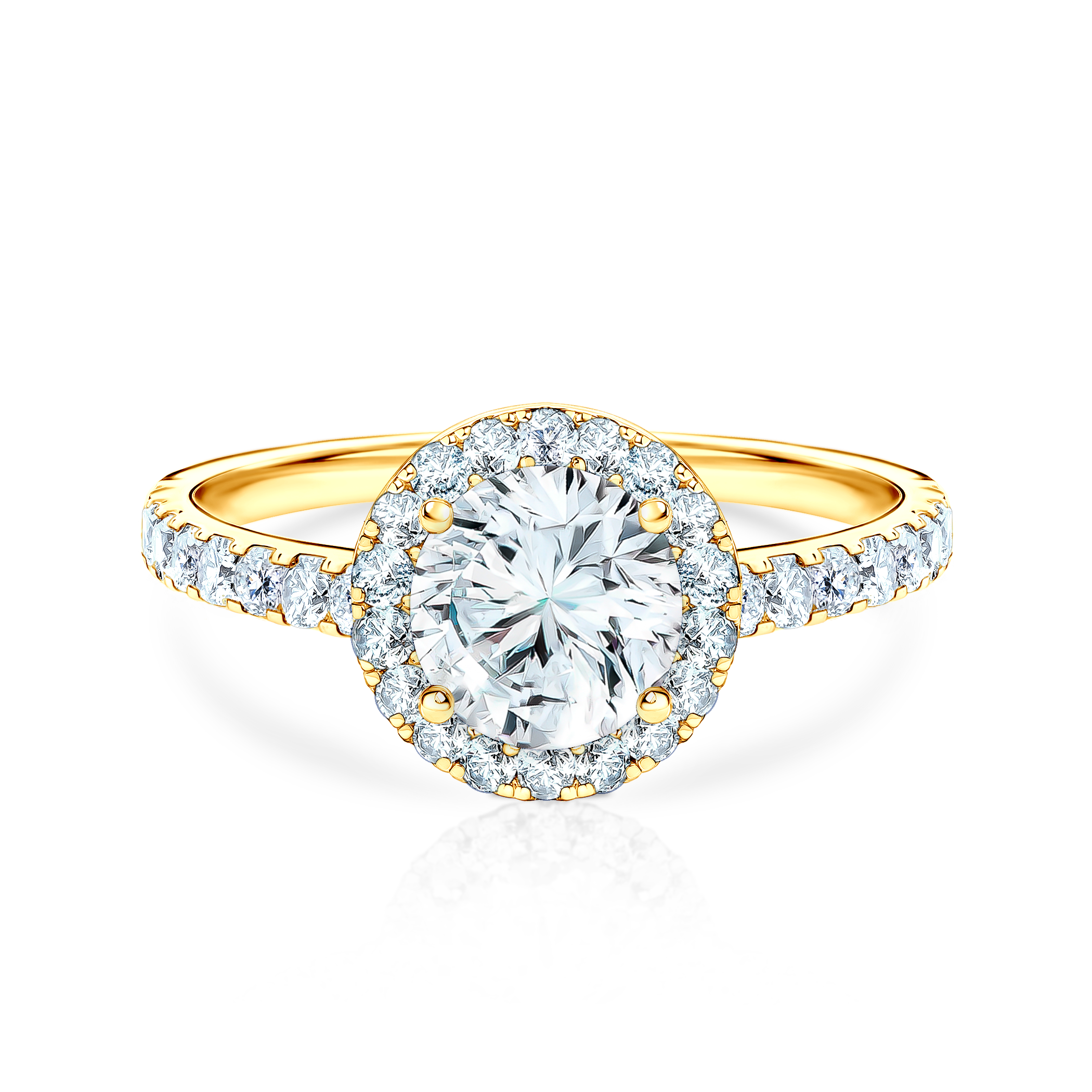 Pierścionek zaręczynowy This is Love: złoty, biały szafir