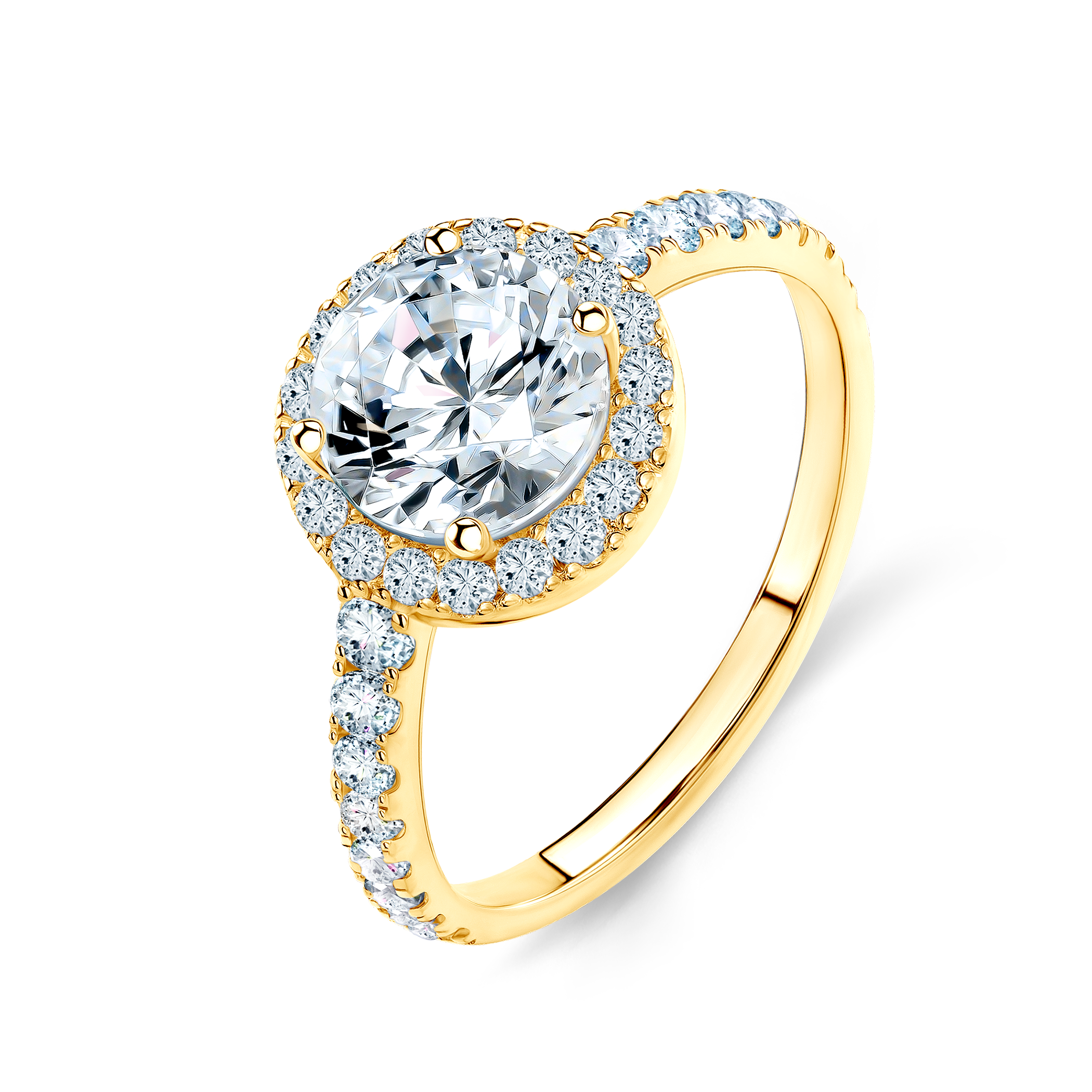 Pierścionek zaręczynowy This is Love: złoty, biały szafir