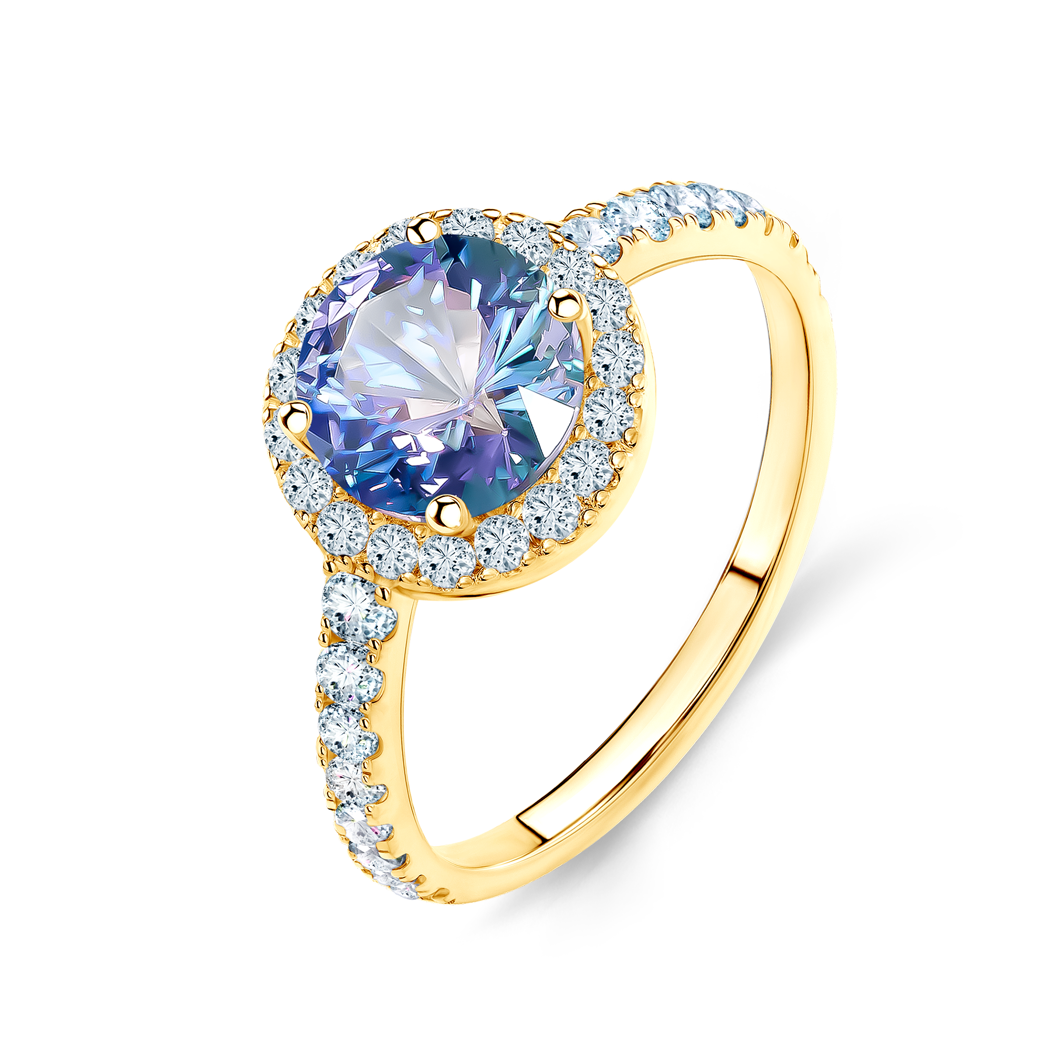 Pierścionek zaręczynowy This is Love: złoty, tanzanit