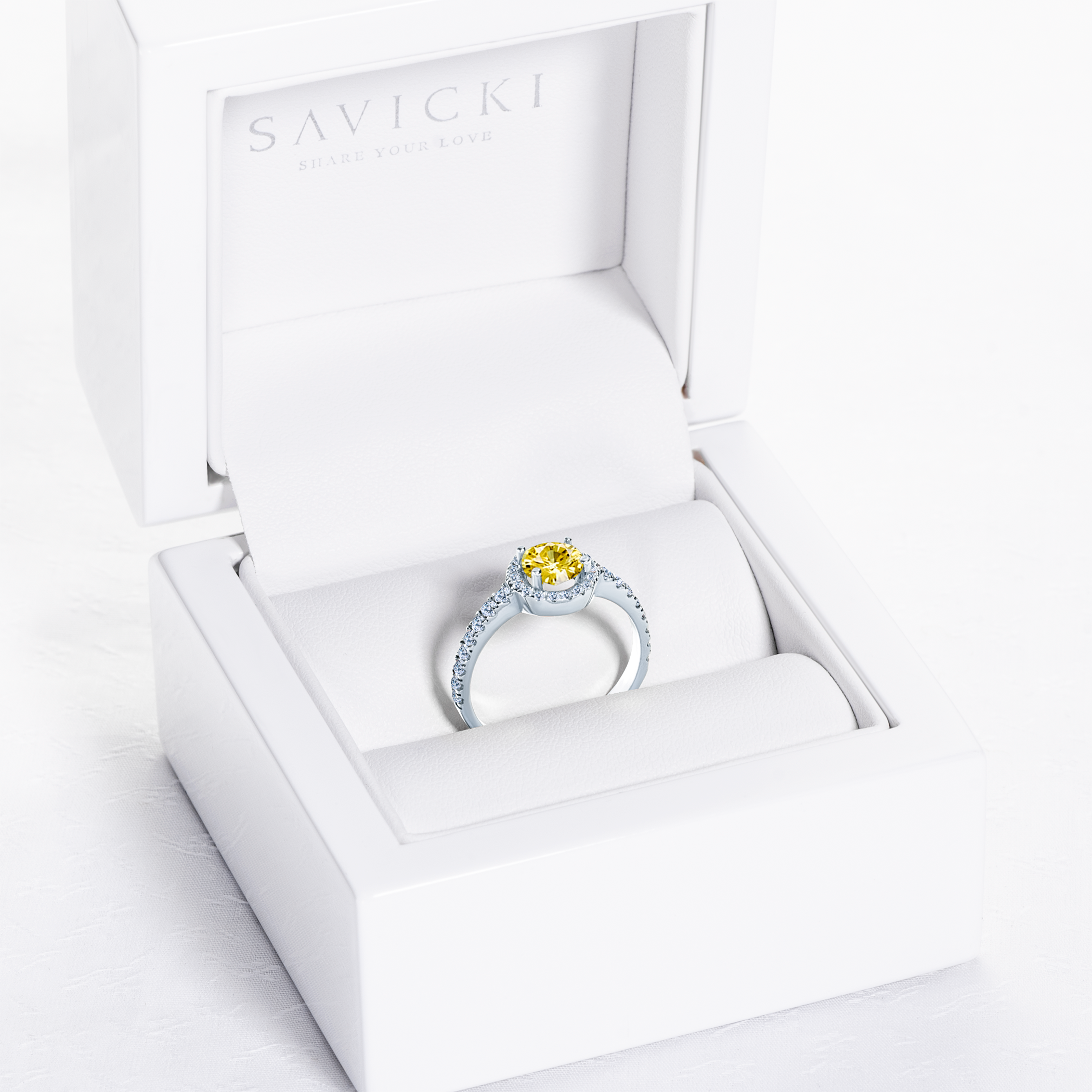 Pierścionek zaręczynowy This is Love: białe złoto, żółty szafir - 7