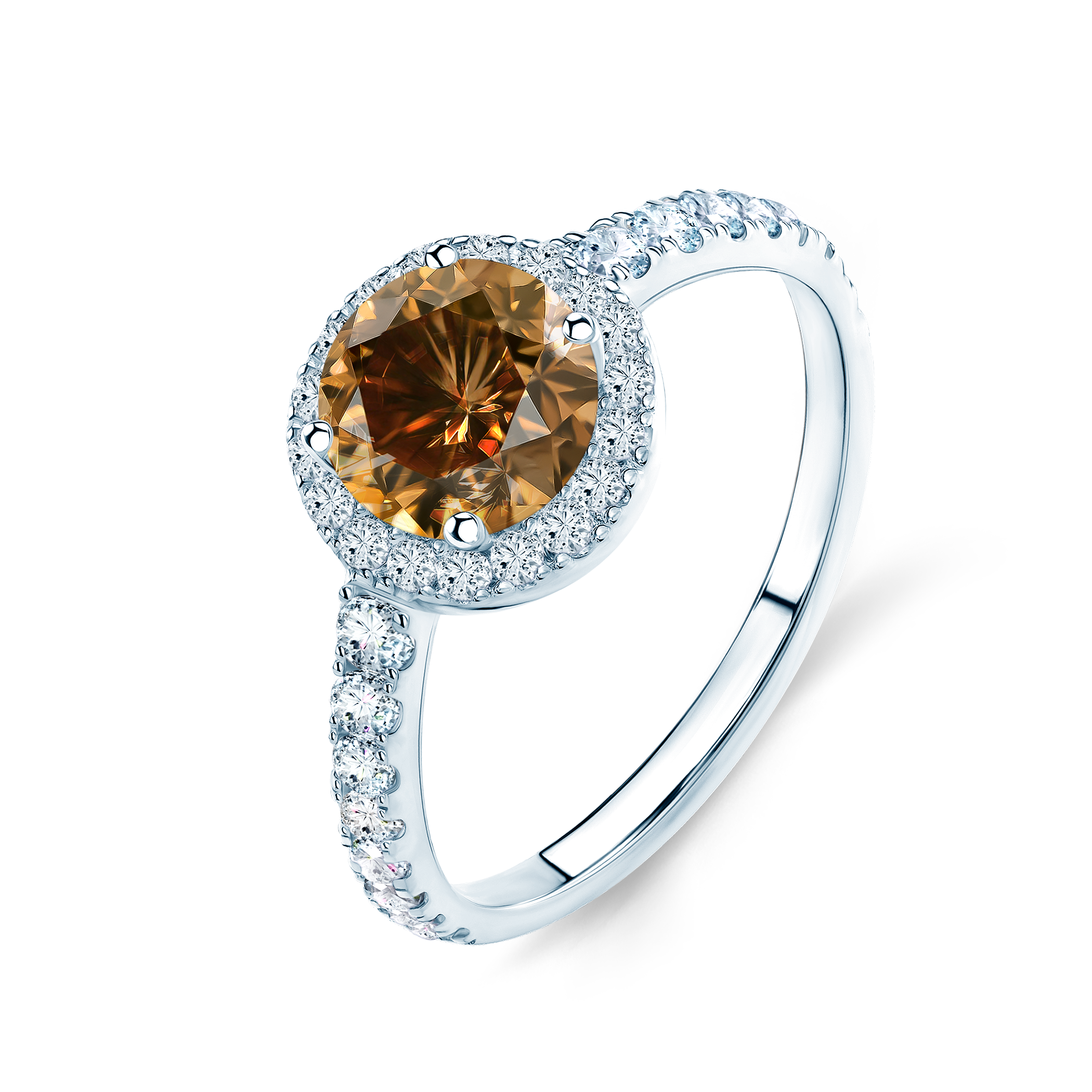 Pierścionek zaręczynowy This is Love: białe złoto, brązowy diament