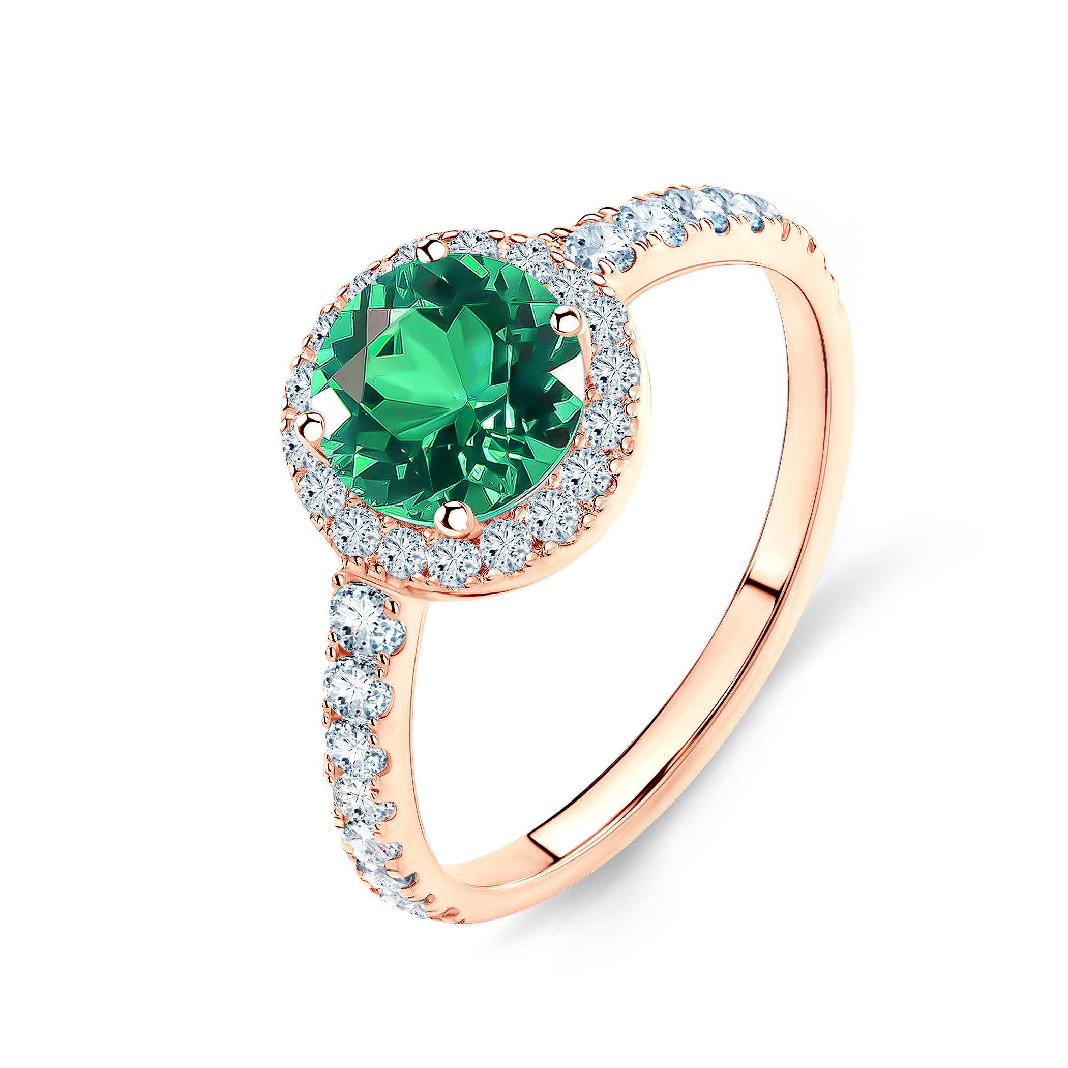 Pierścionek zaręczynowy This is Love: różowe złoto, szmaragd
