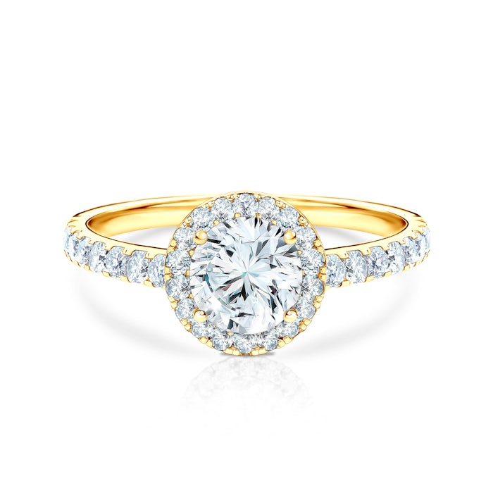 Pierścionek zaręczynowy This is Love: złoty, biały szafir