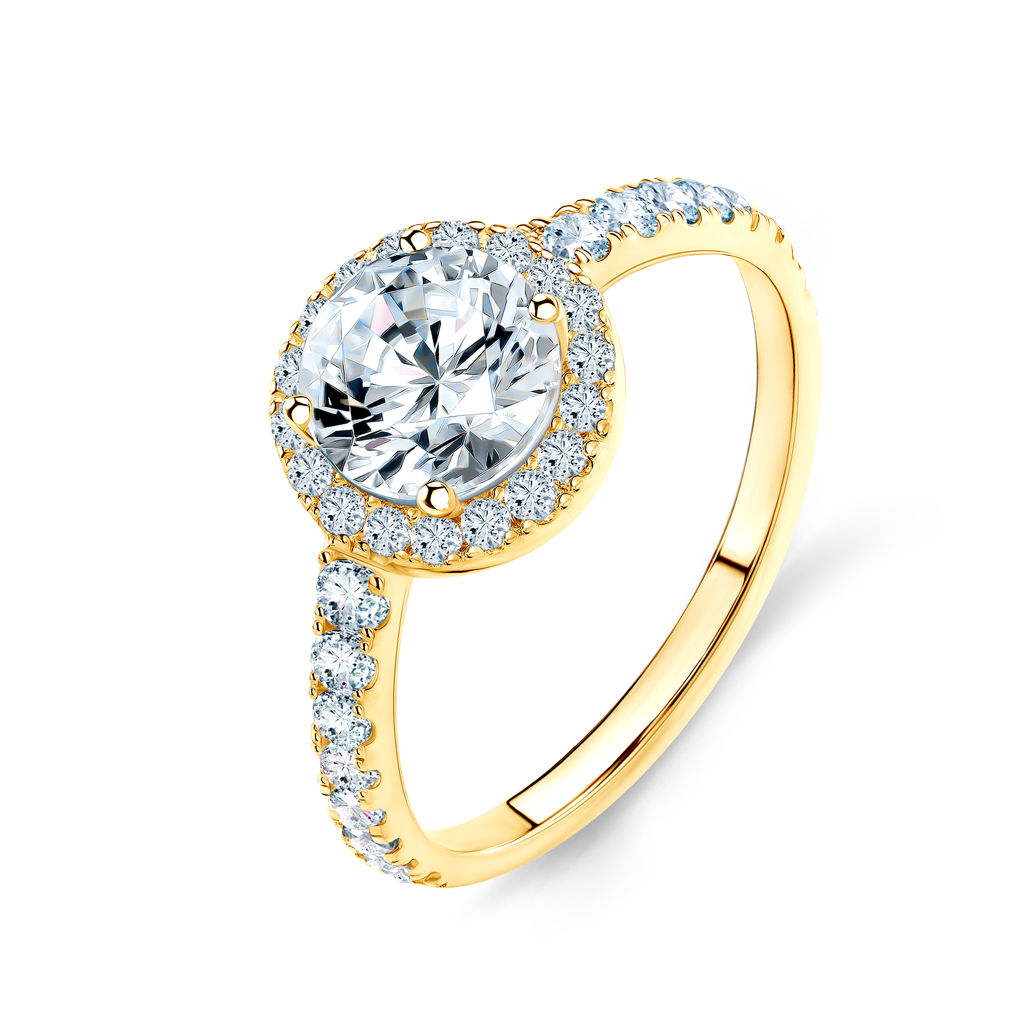 Pierścionek zaręczynowy This is Love: złoty, biały szafir