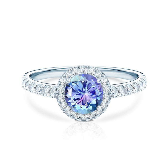 This is Love Collection | Halo Engagement Ring: white gold, tanzanite