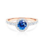 Zásnubní prsten This is Love: růžové zlato, modrý safír, diamanty