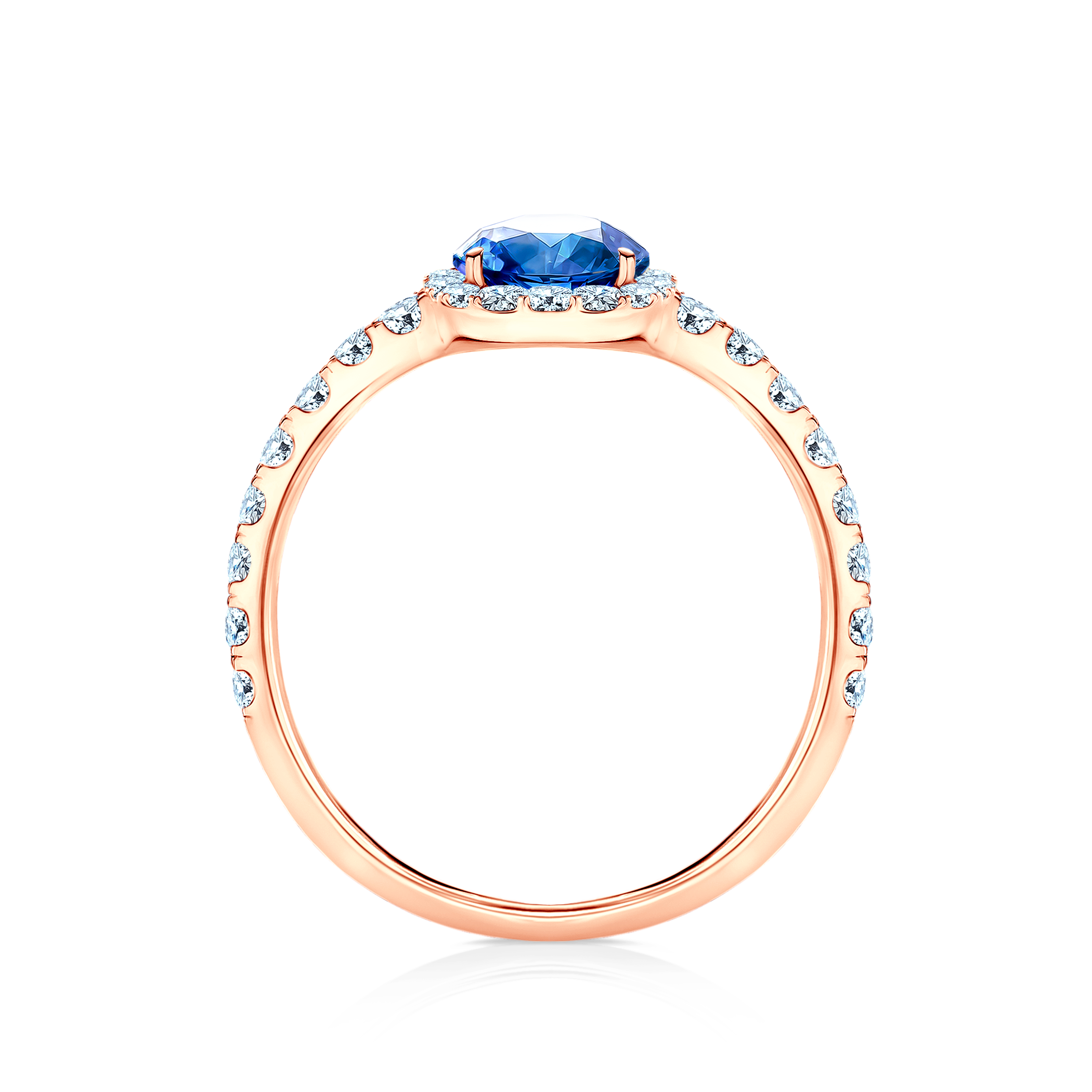 Pierścionek zaręczynowy This is Love: różowe złoto, niebieski szafir - 3