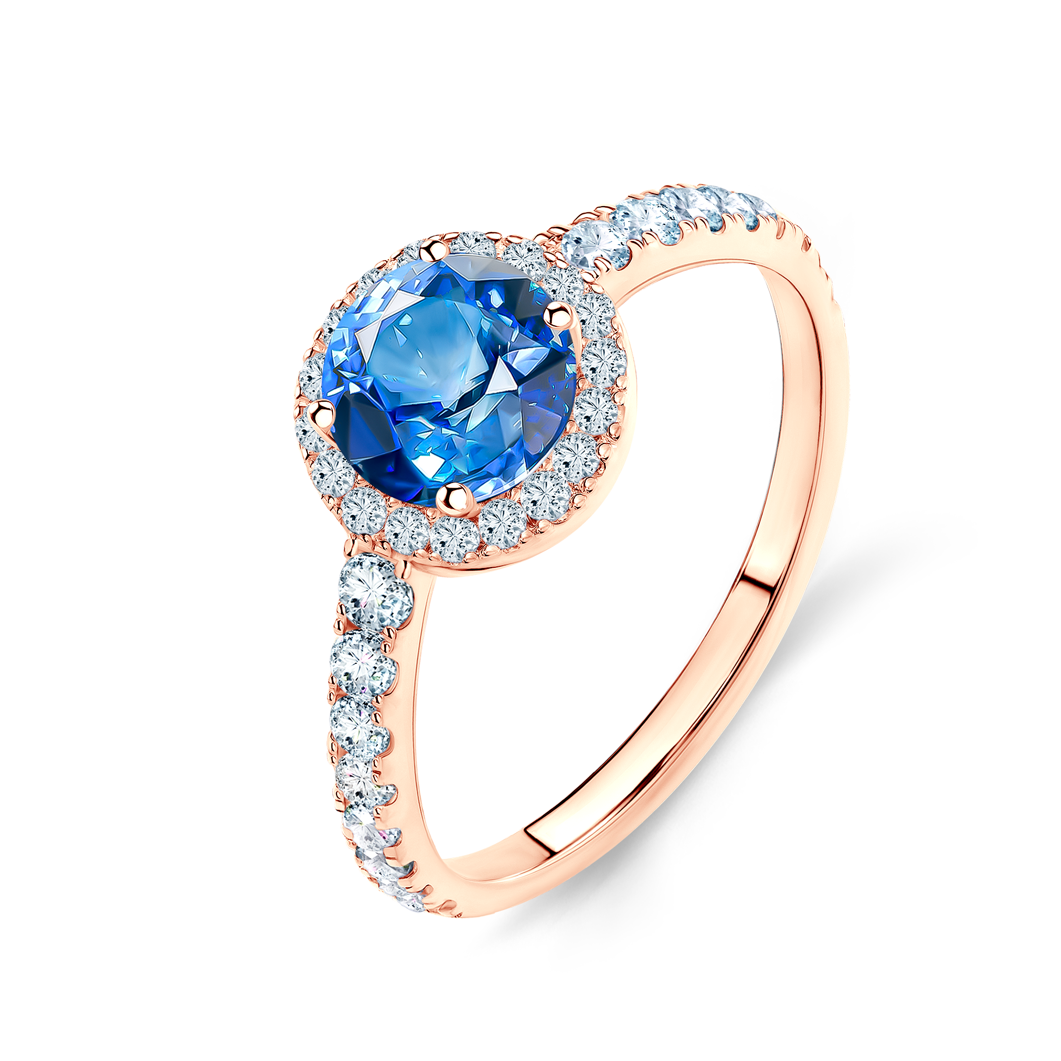 Pierścionek zaręczynowy This is Love: różowe złoto, niebieski szafir - 4