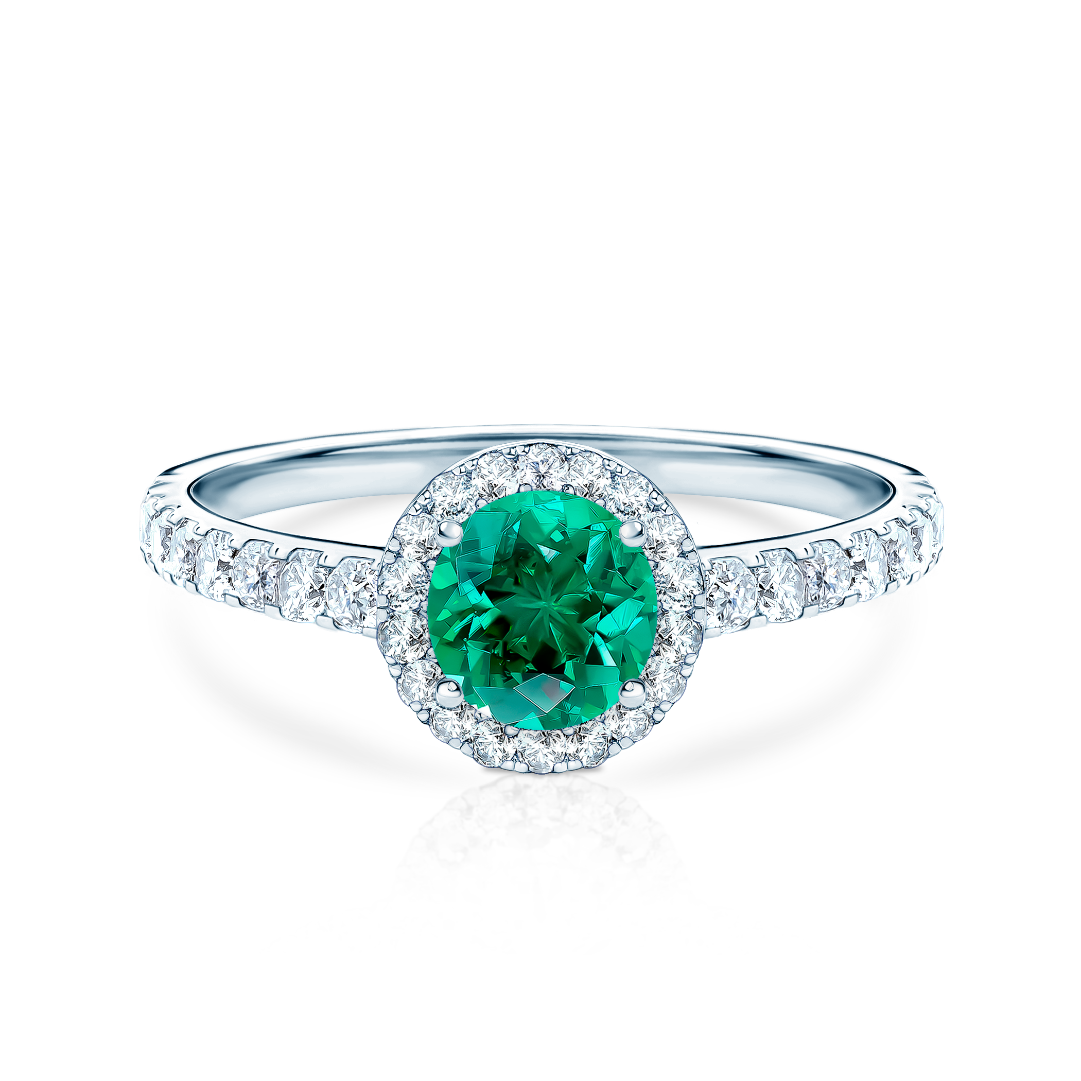 Pierścionek zaręczynowy This is Love: białe złoto, szmaragd