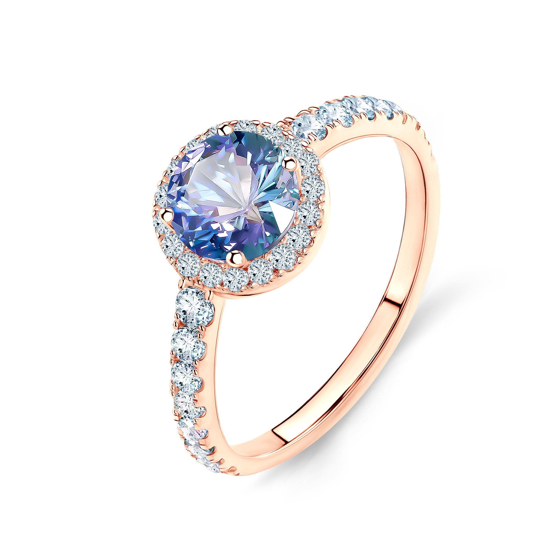 Pierścionek zaręczynowy This is Love: różowe złoto, tanzanit