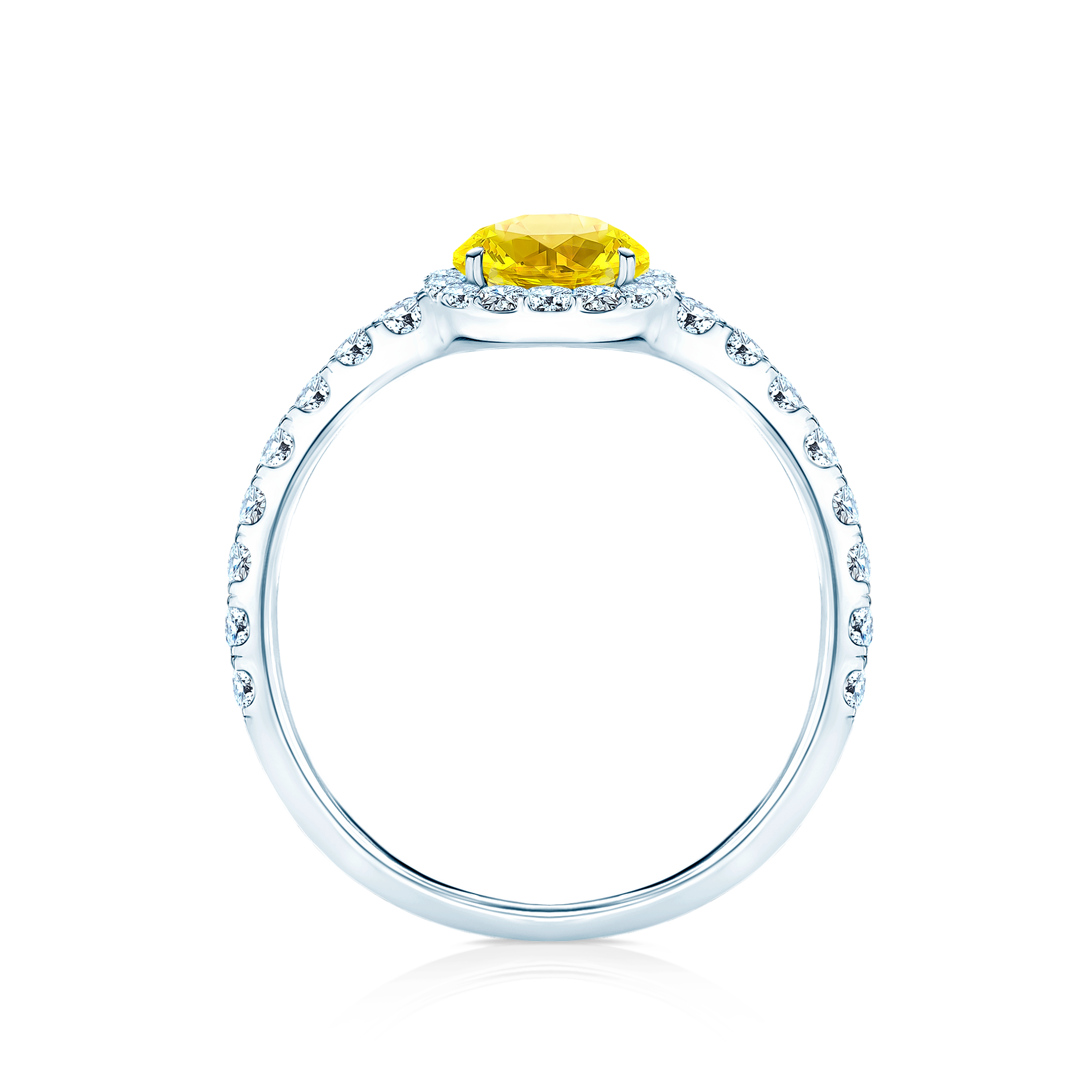 Pierścionek zaręczynowy This is Love: białe złoto, żółty szafir - 3