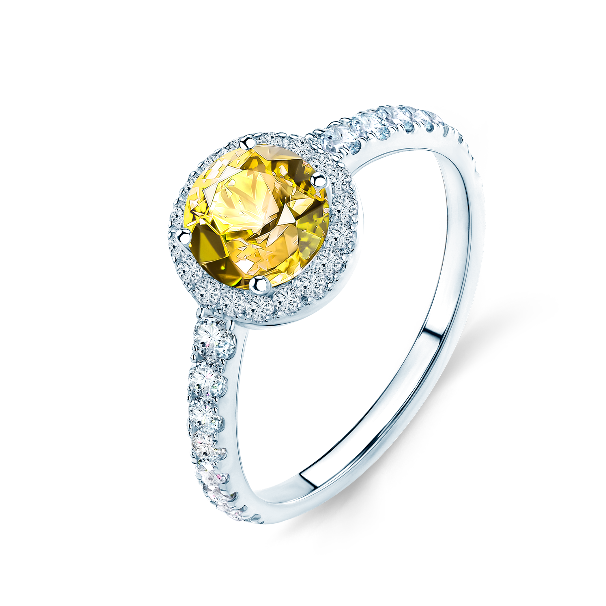 Pierścionek zaręczynowy This is Love: białe złoto, żółty szafir - 4