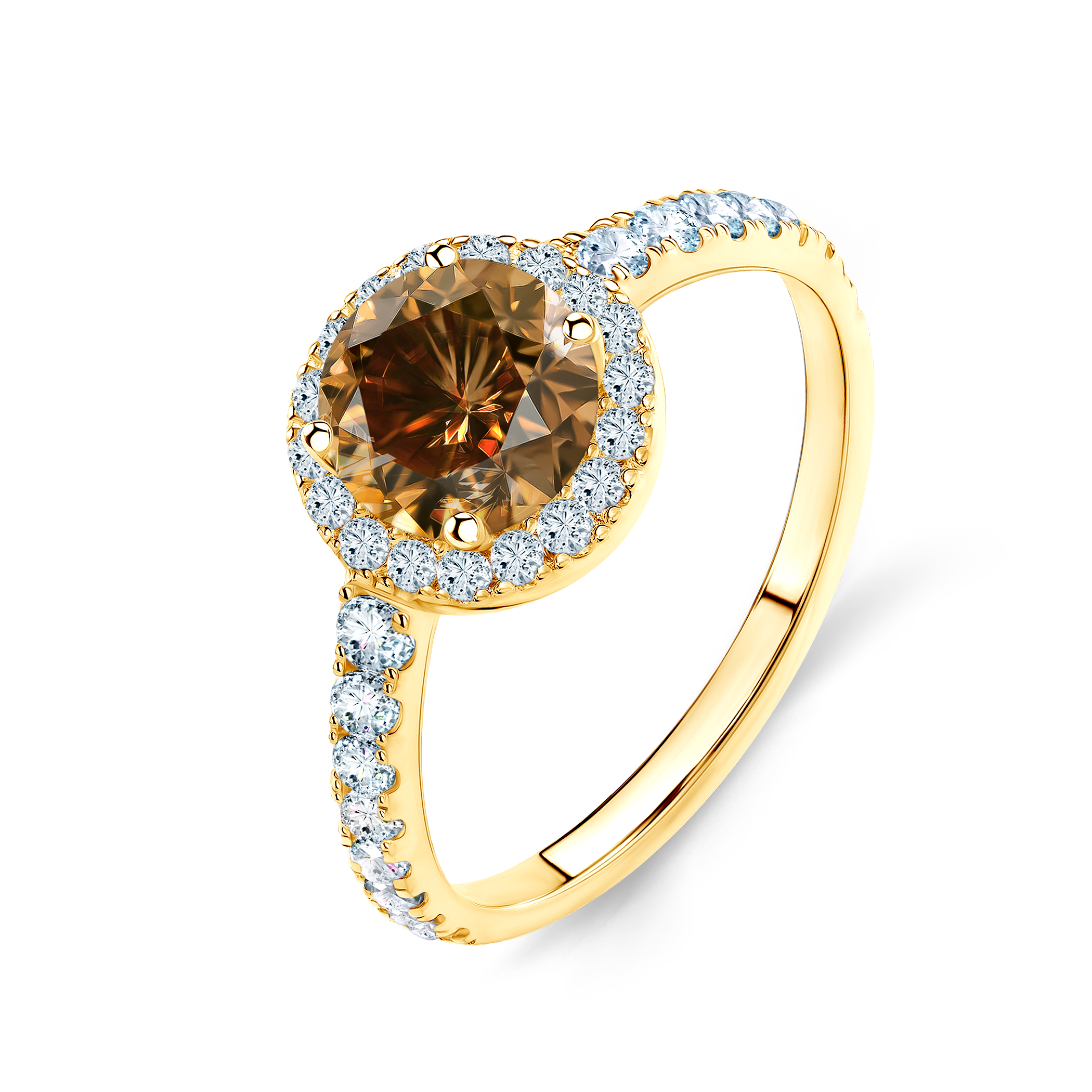 Pierścionek zaręczynowy This is Love: złoty, brązowy diament