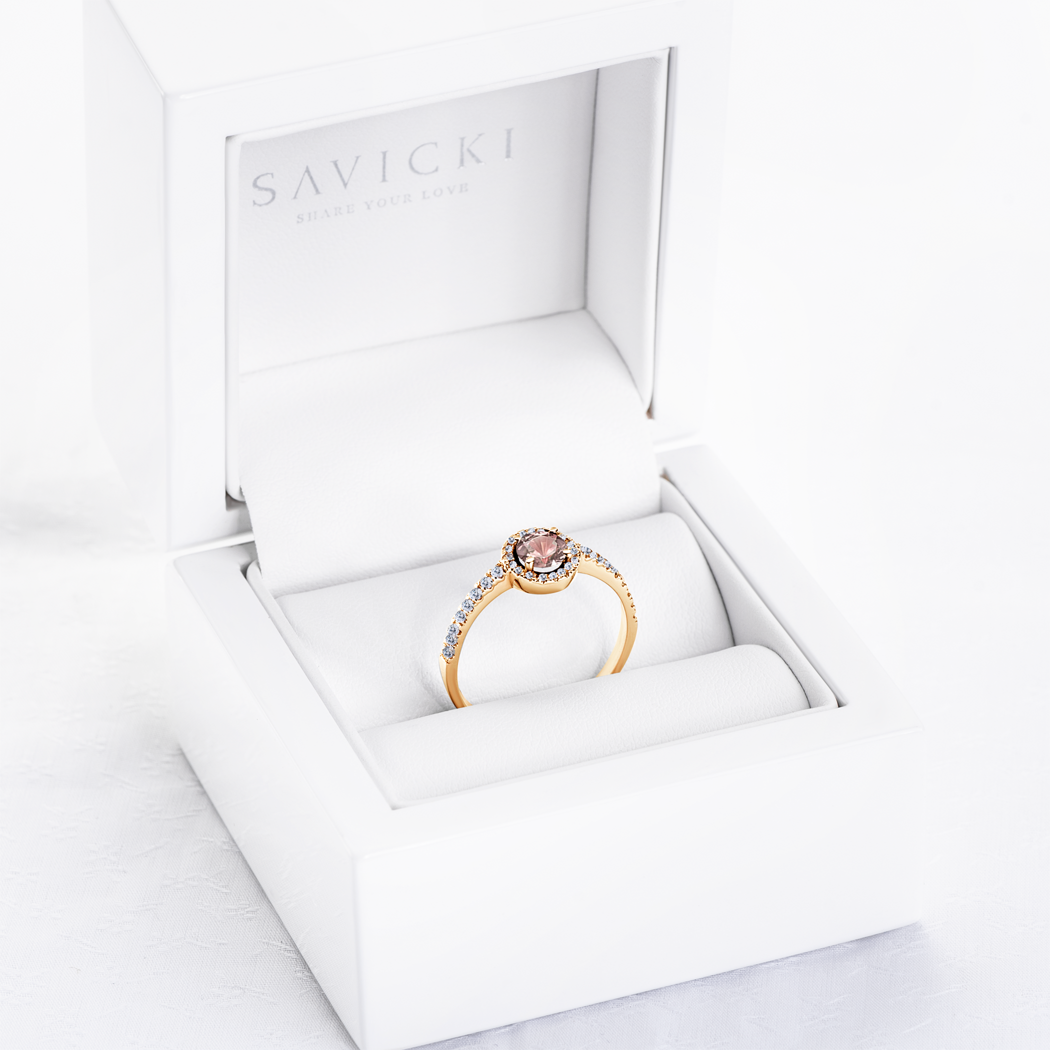 Pierścionek zaręczynowy This is Love: złoty, brązowy diament