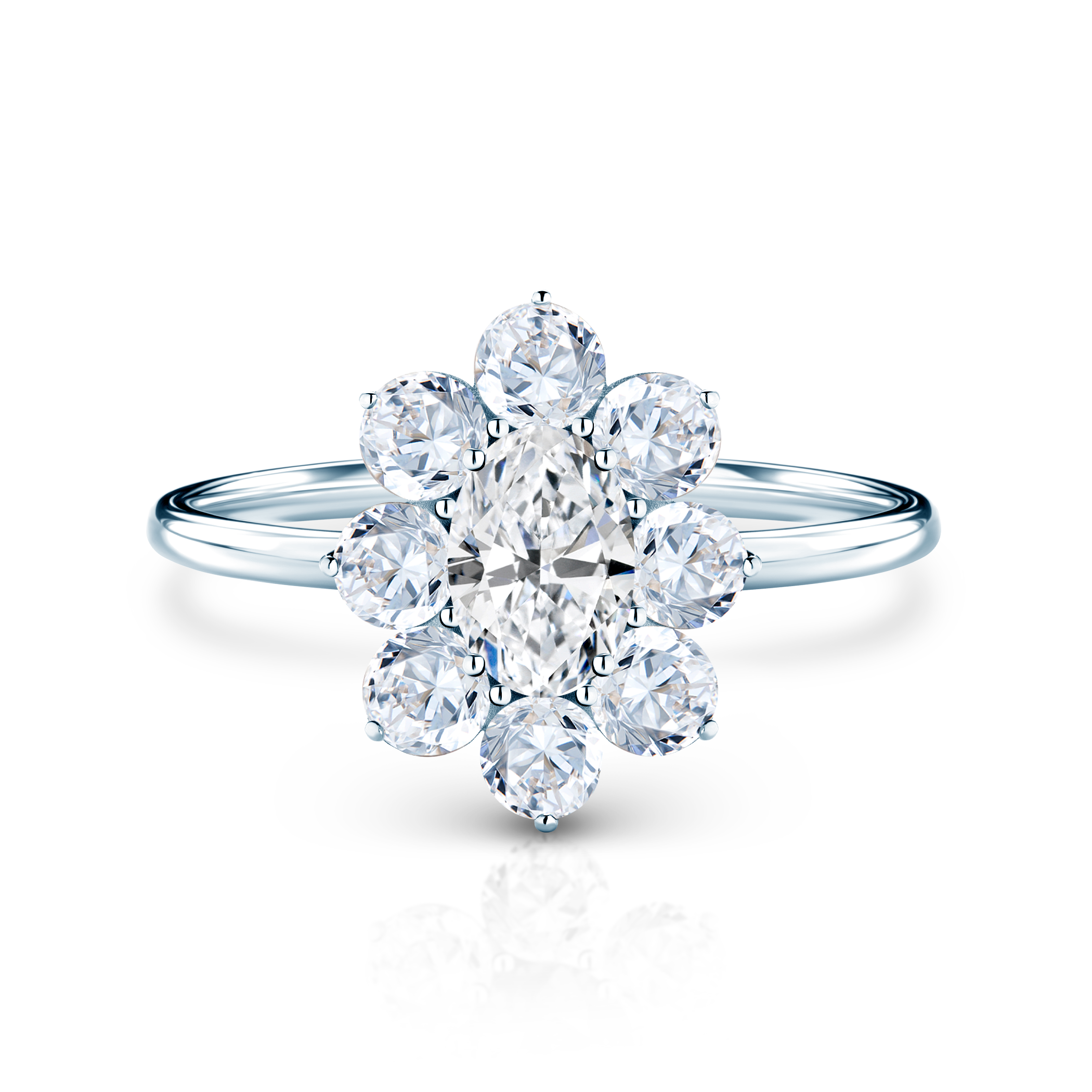 Zásnubní prsten SAVICKI: bílé zlato, bílé safíry