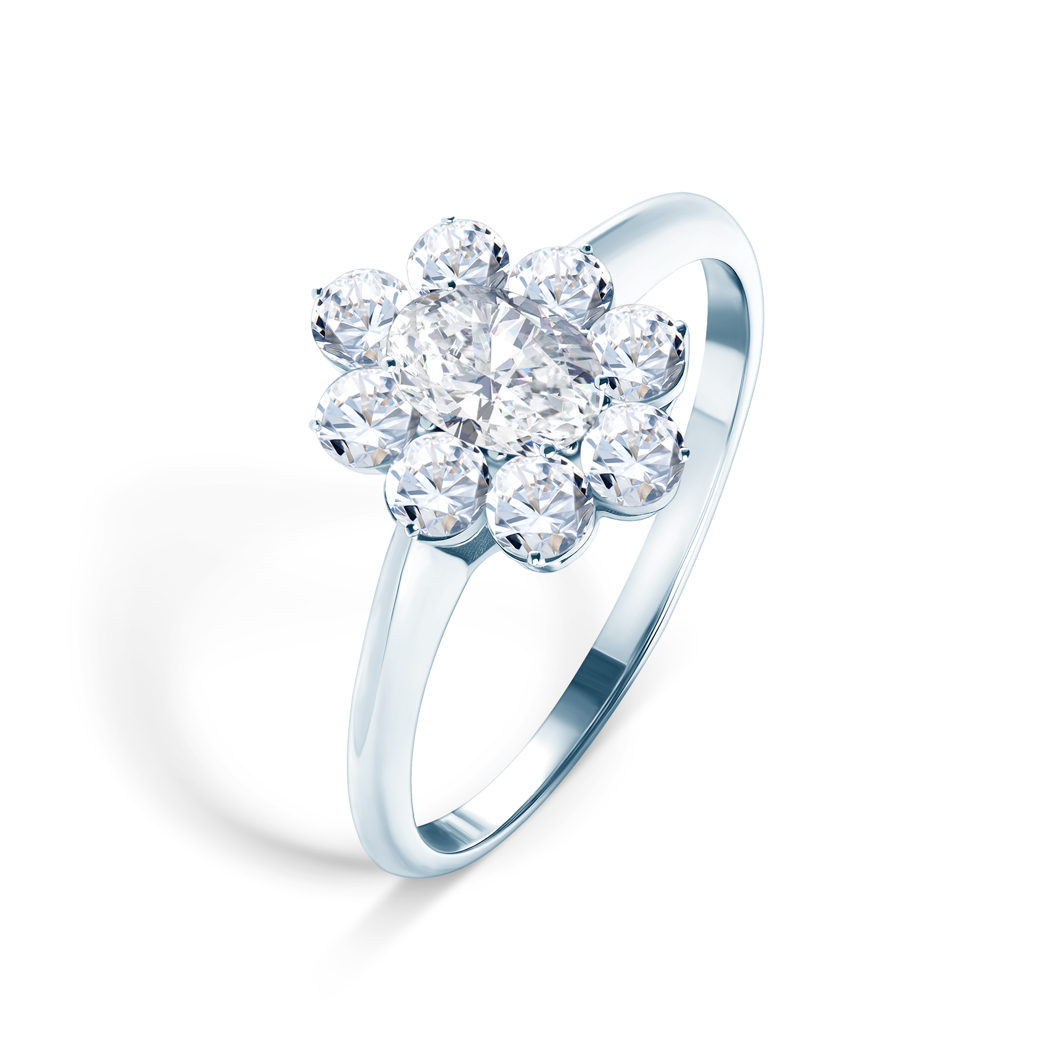 Pierścionek zaręczynowy SAVICKI: białe złoto, białe szafiry