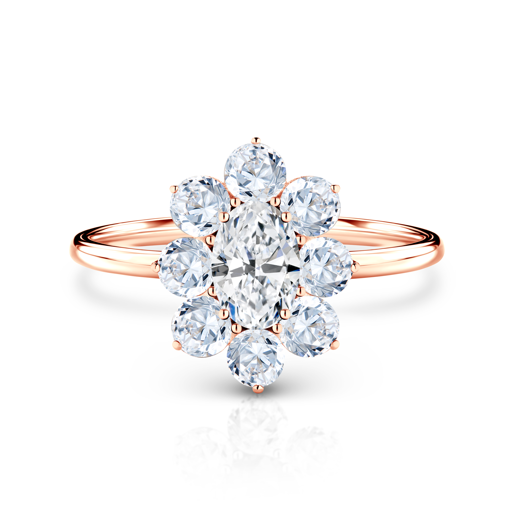 Zásnubní prsten SAVICKI: růžové zlato, bílé safíry